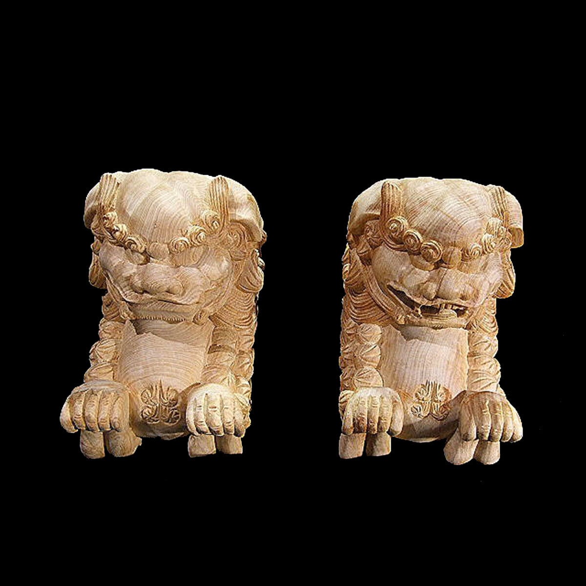 獅子鼻】1.5寸 社寺仏閣、山車、屋台、神殿、だんぢり彫刻 1組（2体