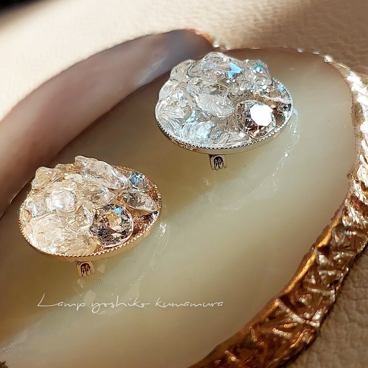 ブローチ クリスタル ガラス 天然石 水晶 アート ＊ 240515A | Lamp