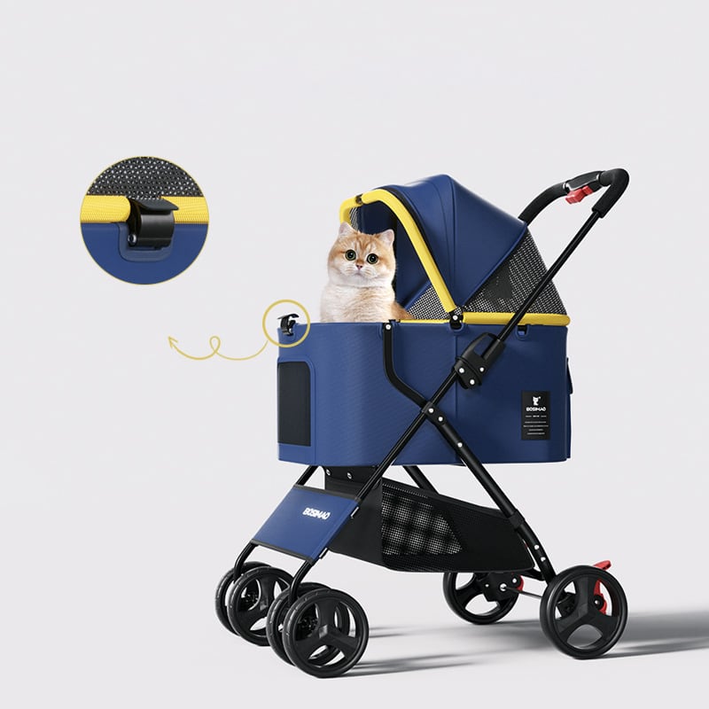 一体化ペットカート 折りたたみ式 中〜小型犬猫対応・4輪・自立