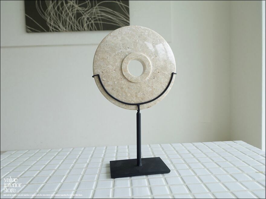 天然大理石オブジェCir/SS マーブル 置物 装飾 天然石アート 円形