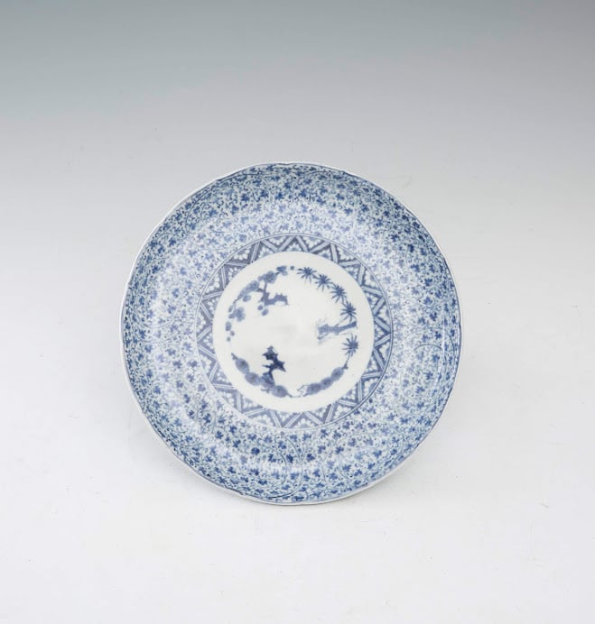 明治初期 大聖寺伊万里 八寸皿5枚 木箱付 幅約23.5㎝東Y7-0807⭐︎2F