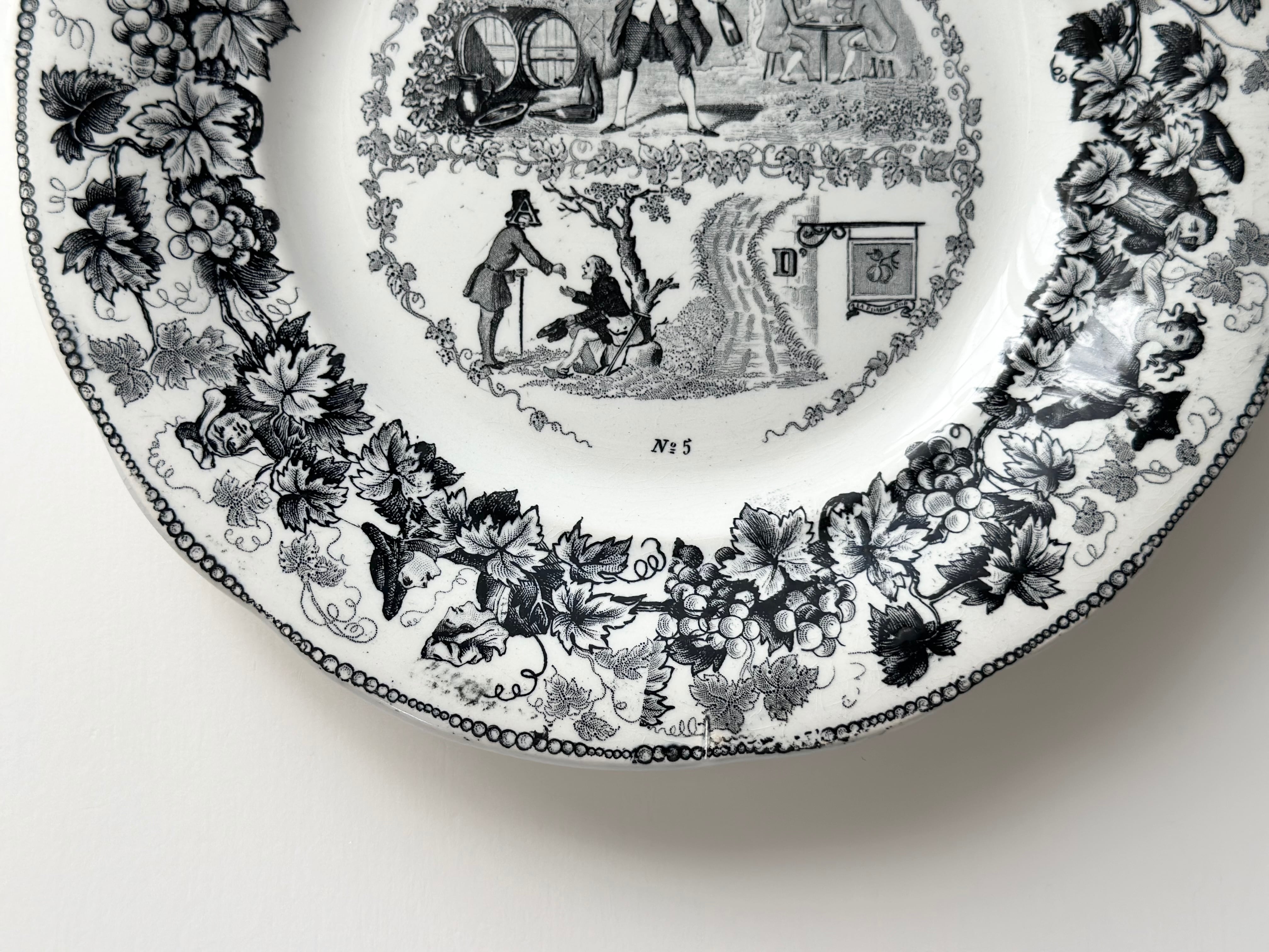 クレイユモントロー グリザイユ 絵皿3枚組 クレイユモントロー