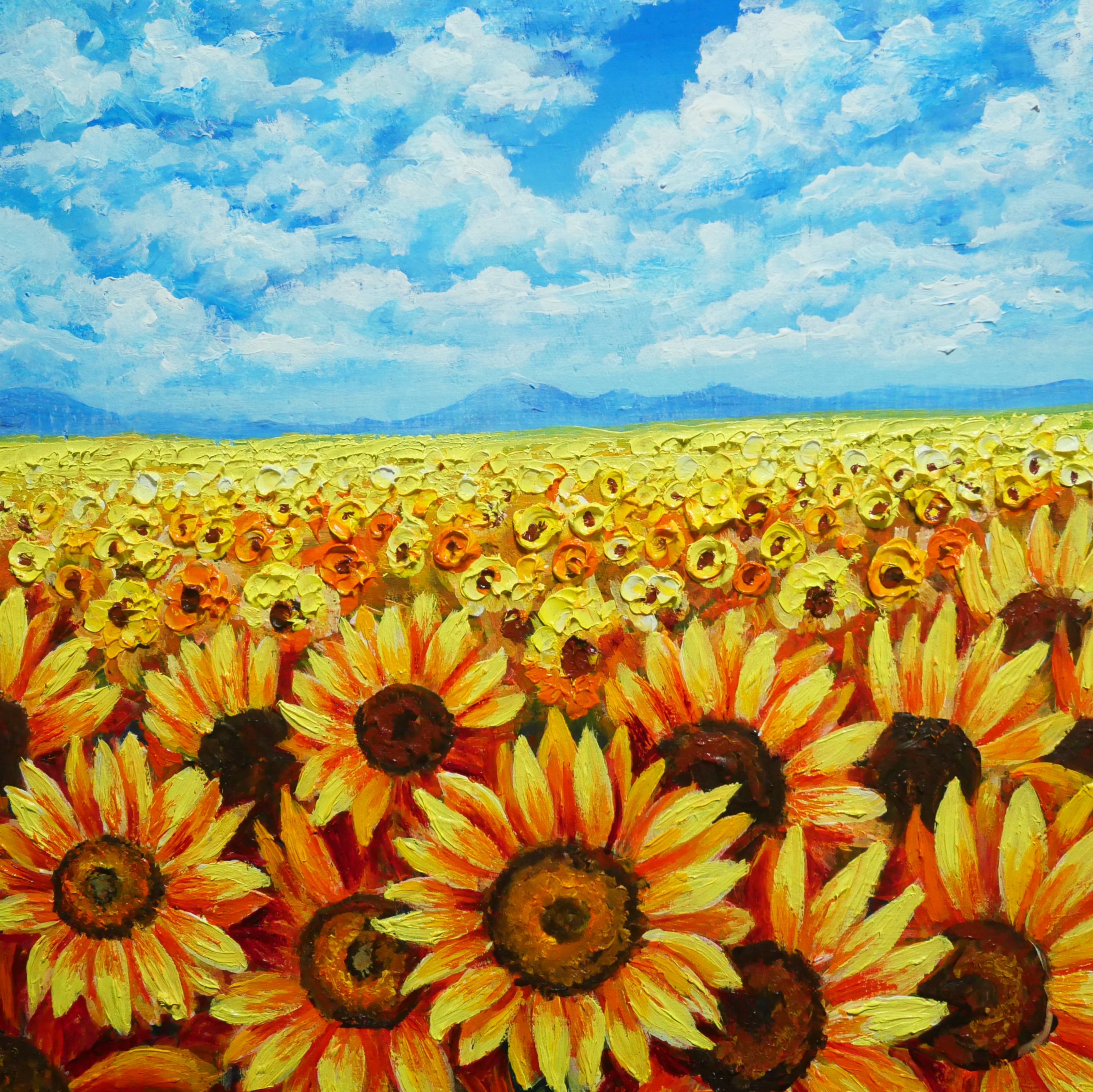 ヒマワリ ひまわり 風景画 絵画 油絵 油彩画 絵 花 原画 F10号