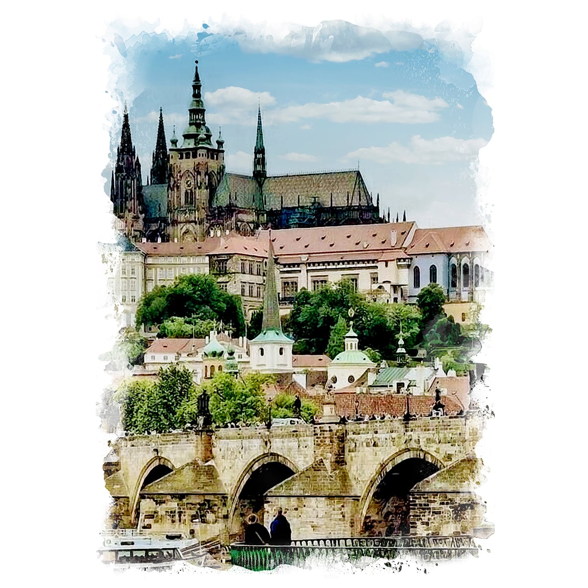 油絵チエコ、カレル橋 油絵チエコ、カレル橋