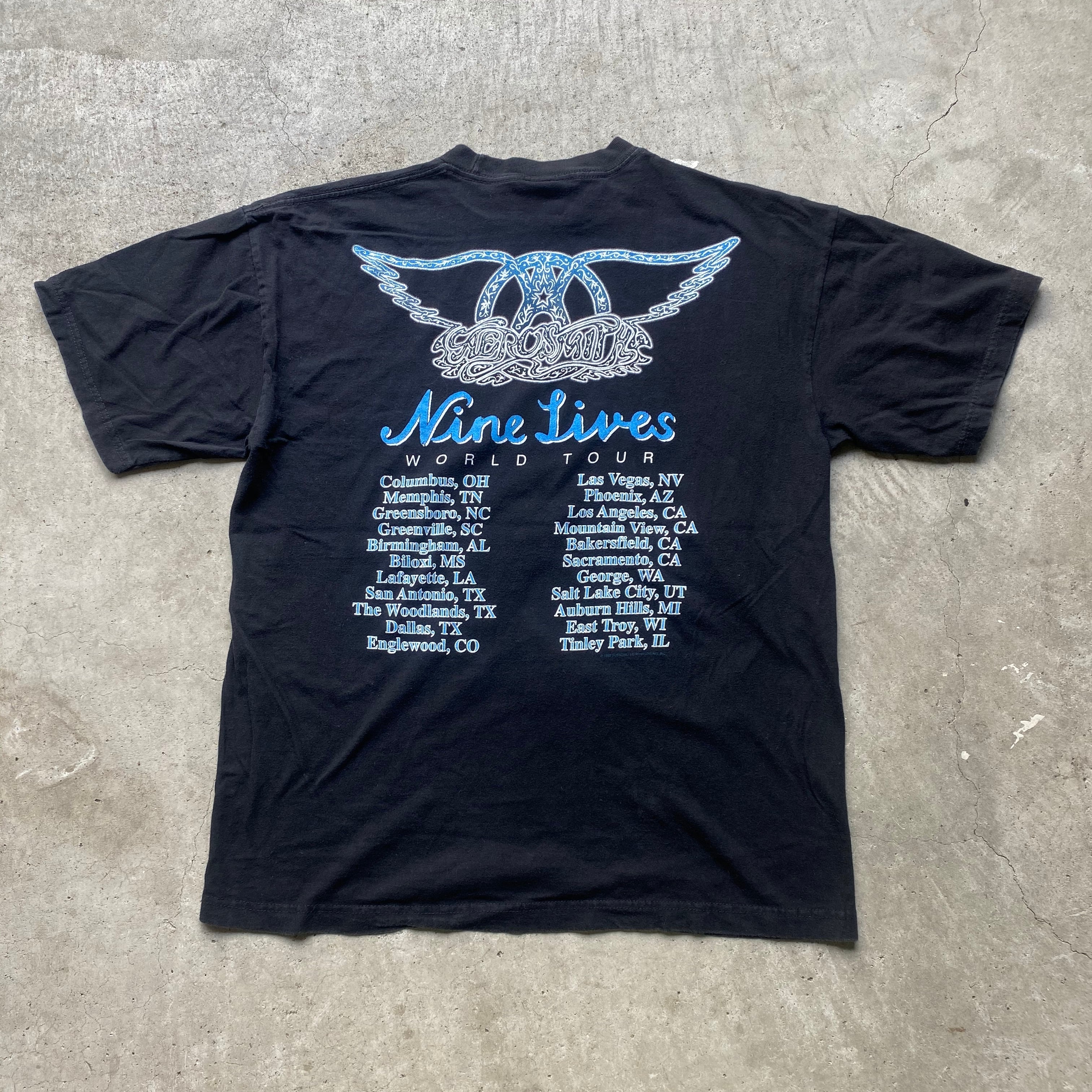 90年代 AEROSMITH エアロスミス Nine Lives WORLD TOUR バンドTシャツ