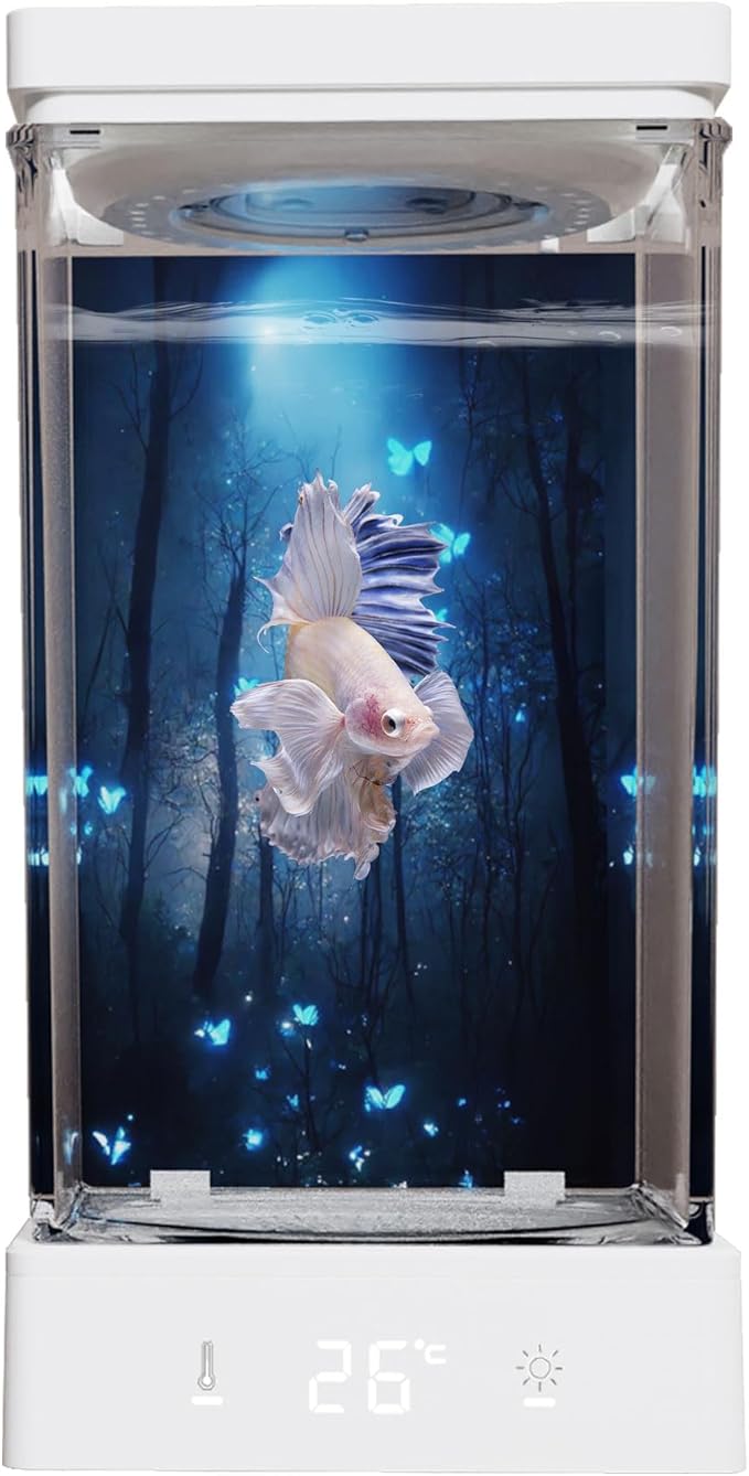 送料無料】小型ベタ水槽 1.6L コンパクト 20-30°C温度設定 酸素供給機