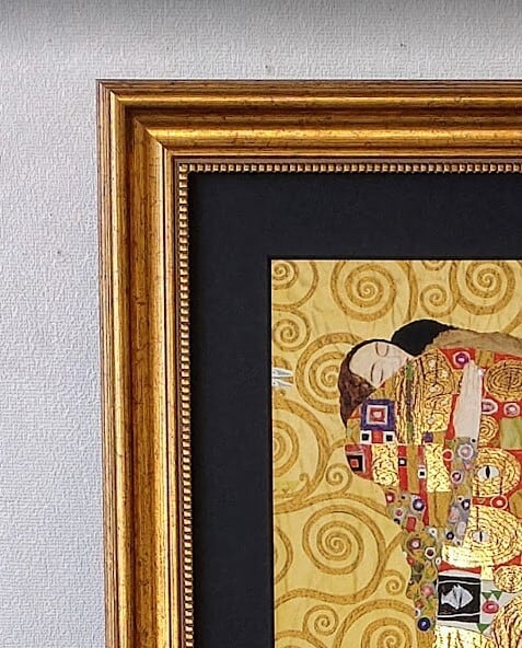 クリムト「接吻」ジークレー・シルクスクリーン金箔加工サイン