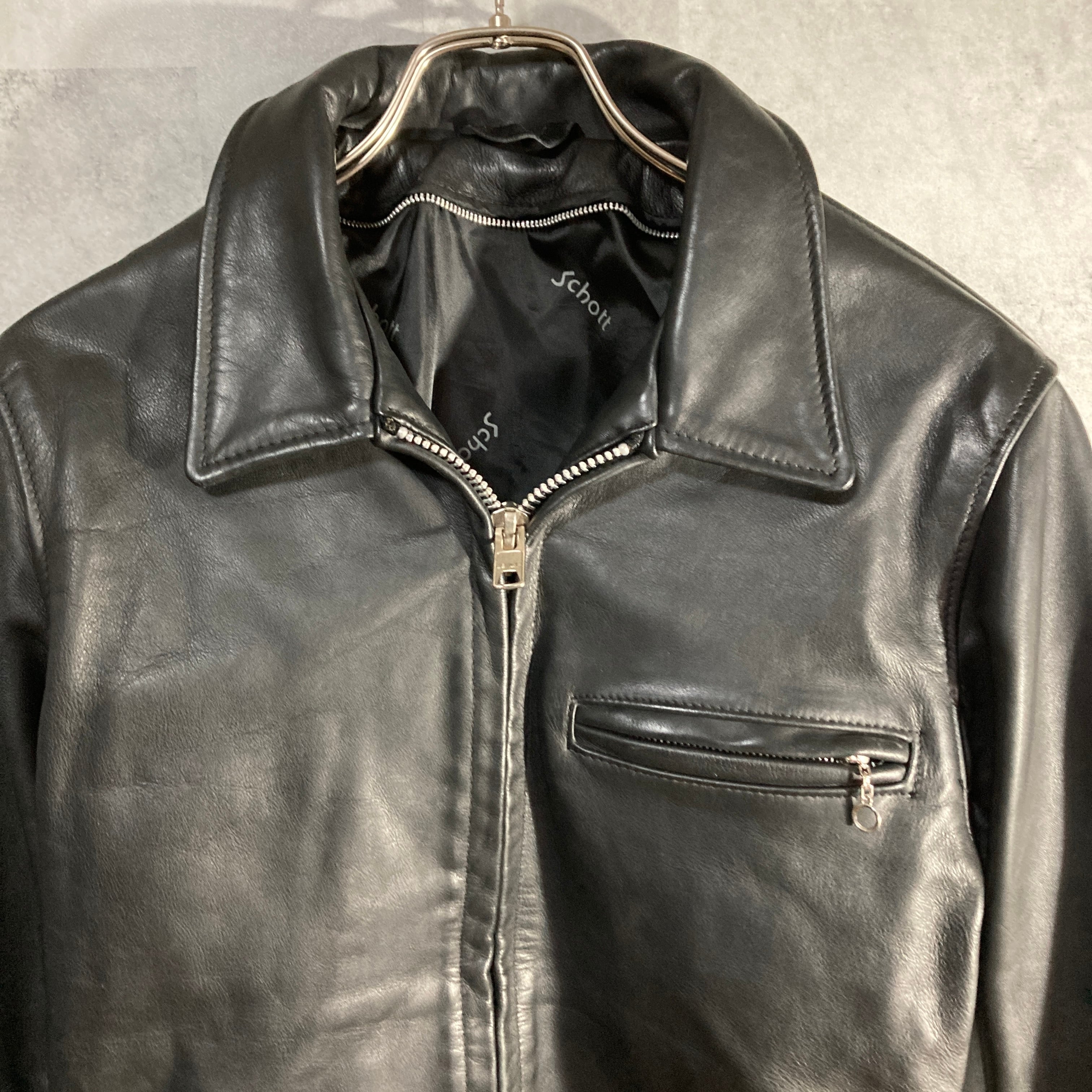 USA製 SCHOTT シングル ライダース レザージャケット ブラック 34