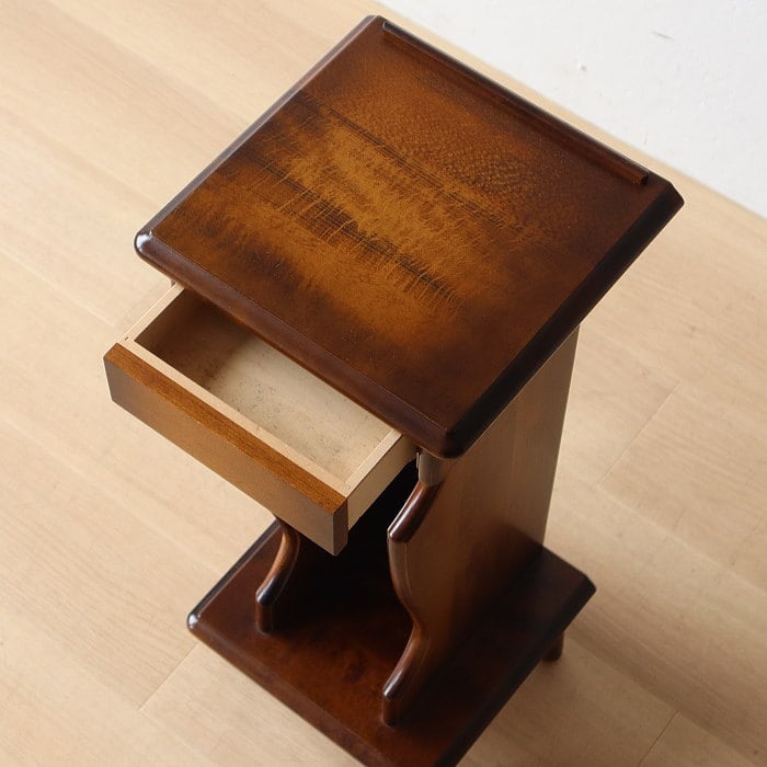 カリモク 木製 電話台 昭和レトロ オールド コロニアル 希少 ラック