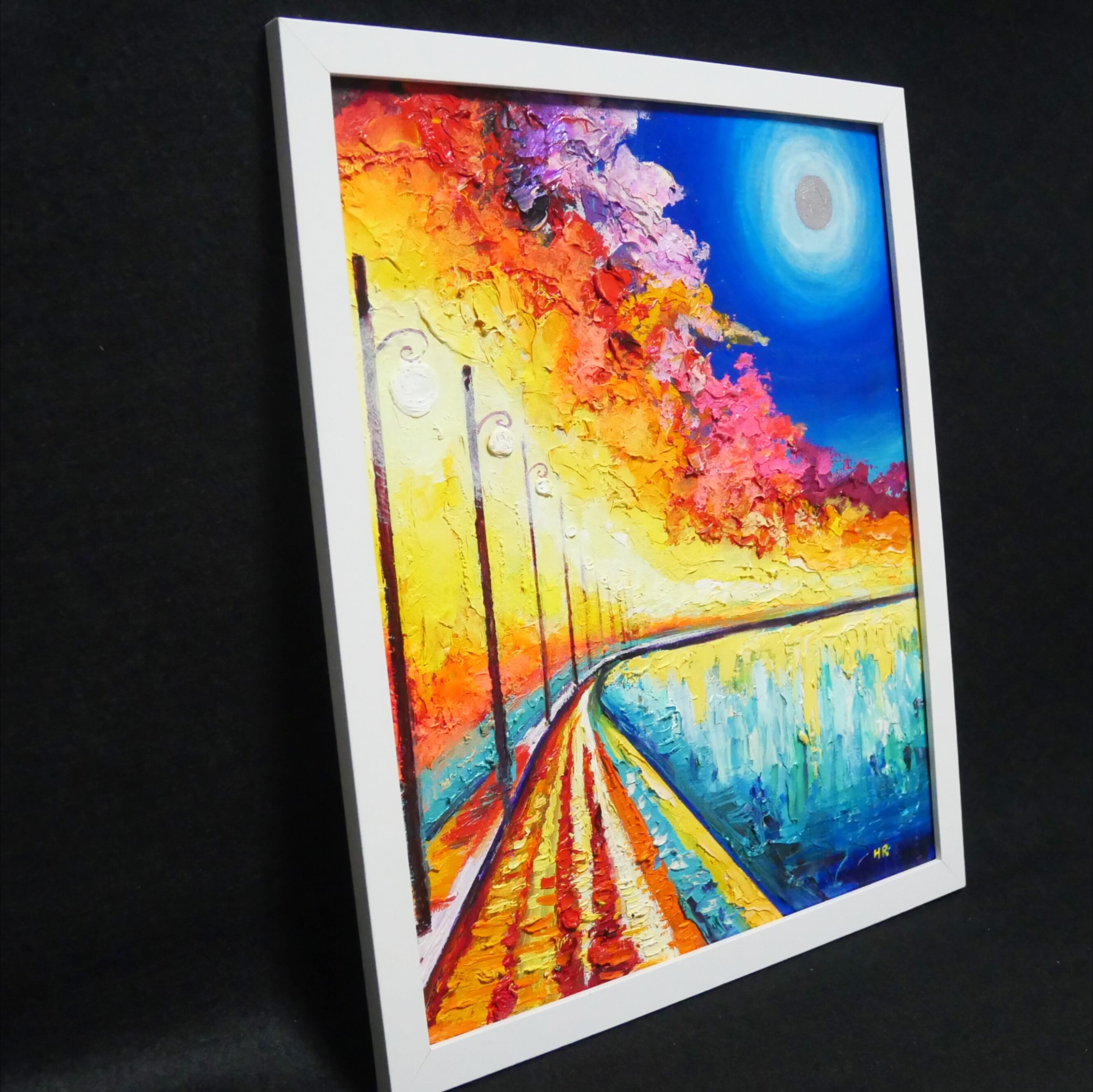 キャンバス油絵 専用 世界のカラフルなふくろう とっても明るい月夜