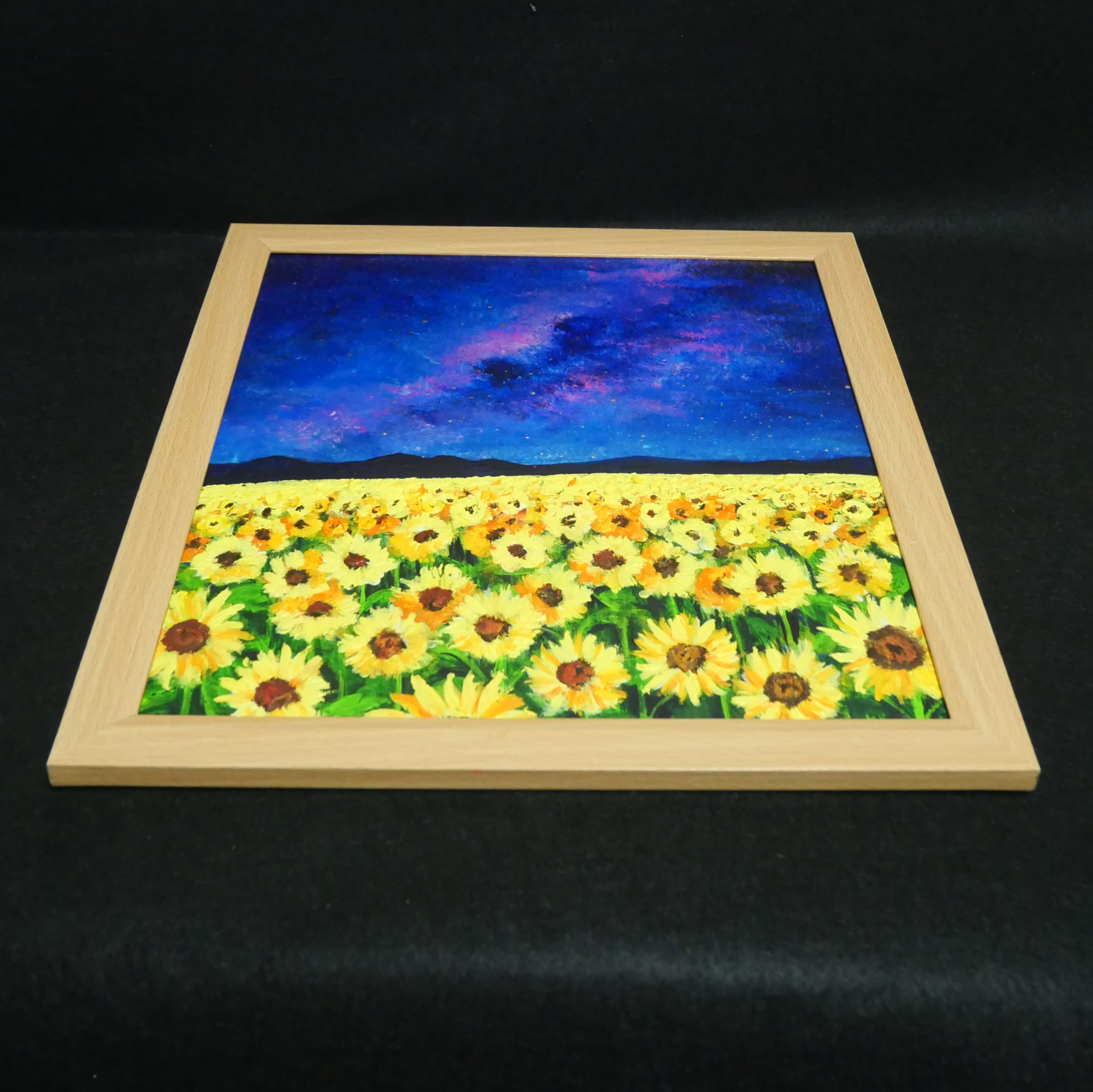 油絵 油彩 油彩画 絵 絵画【夕暮れ向日葵畑】 油絵 油彩 油彩画 絵