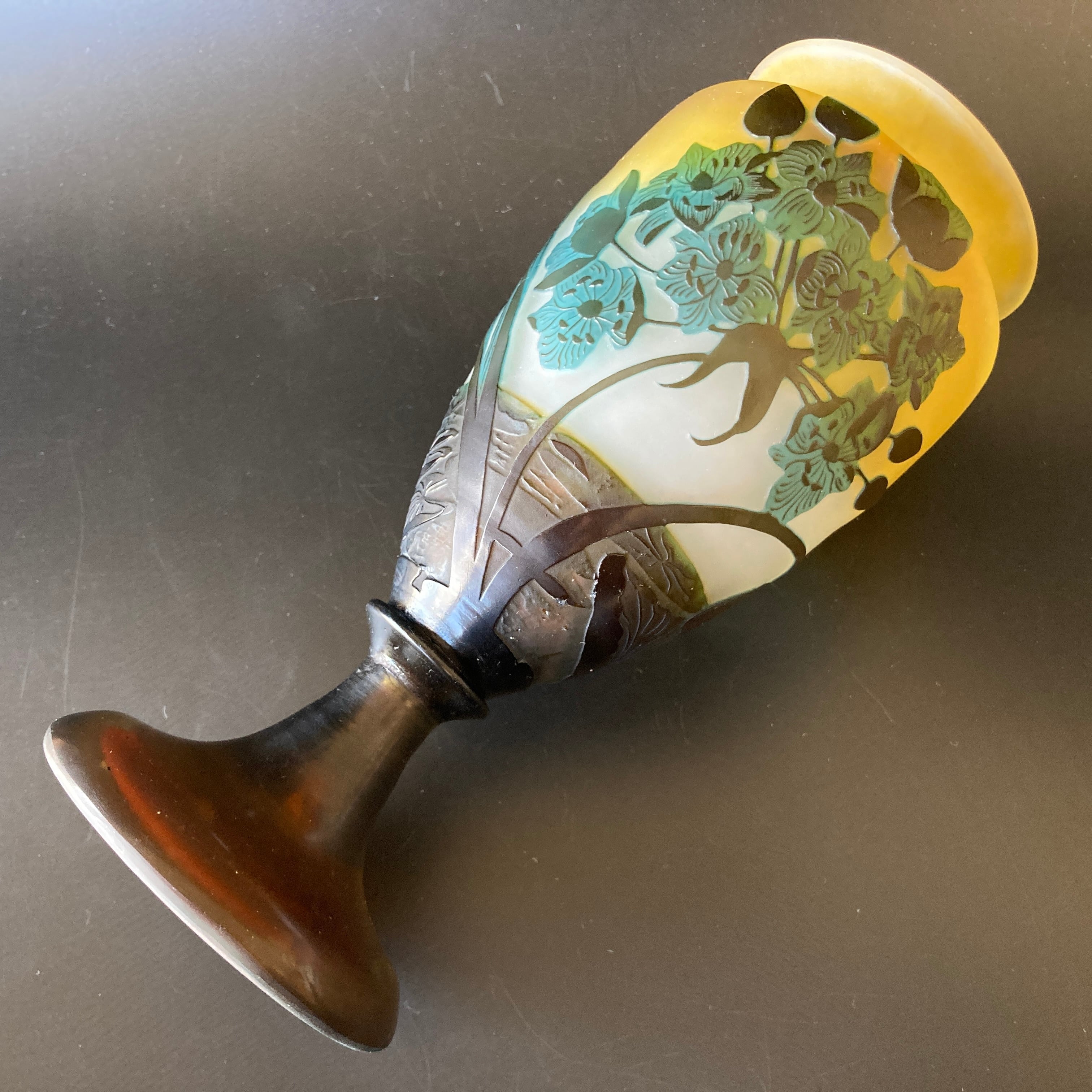 エミール ガレ 睡蓮とオモダカ 水草文 花器 花瓶 飾り壷 多色多層被せ