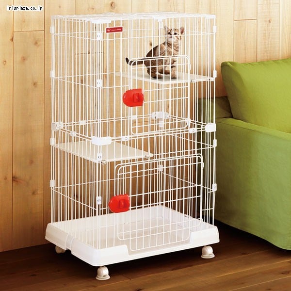 アイリスオーヤマ ミニキャットケージ 2段 PMCC-115 ホワイト（お
