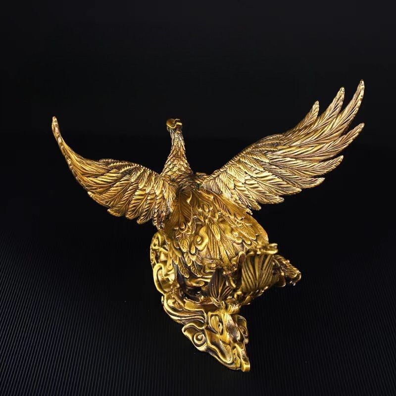 鳳凰 不死鳥 置物 オブジェ 真鍮製 風水 四霊 火の鳥 フェニックス