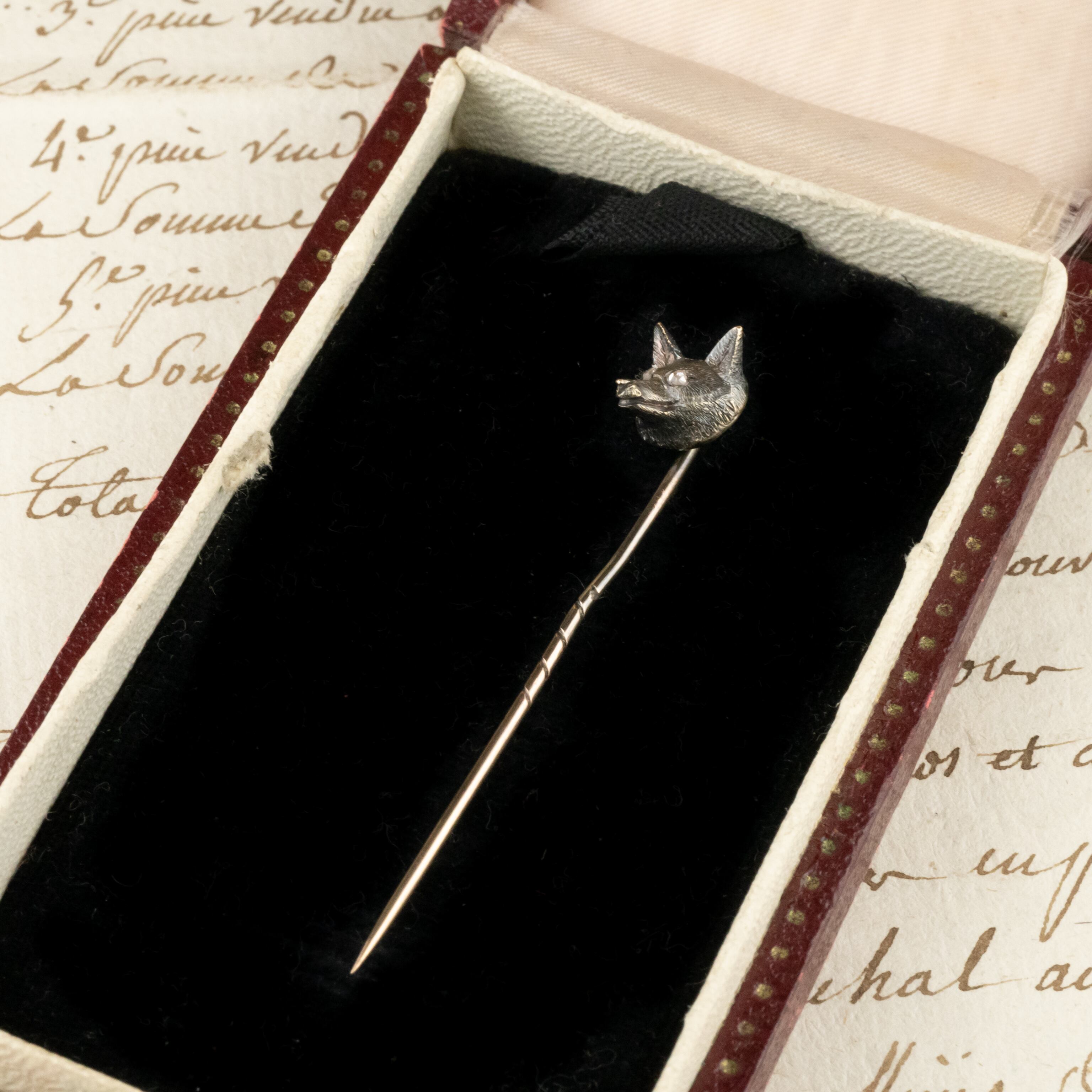 アンティークジュエリー キツネ フォックス スティック ピン ブローチ