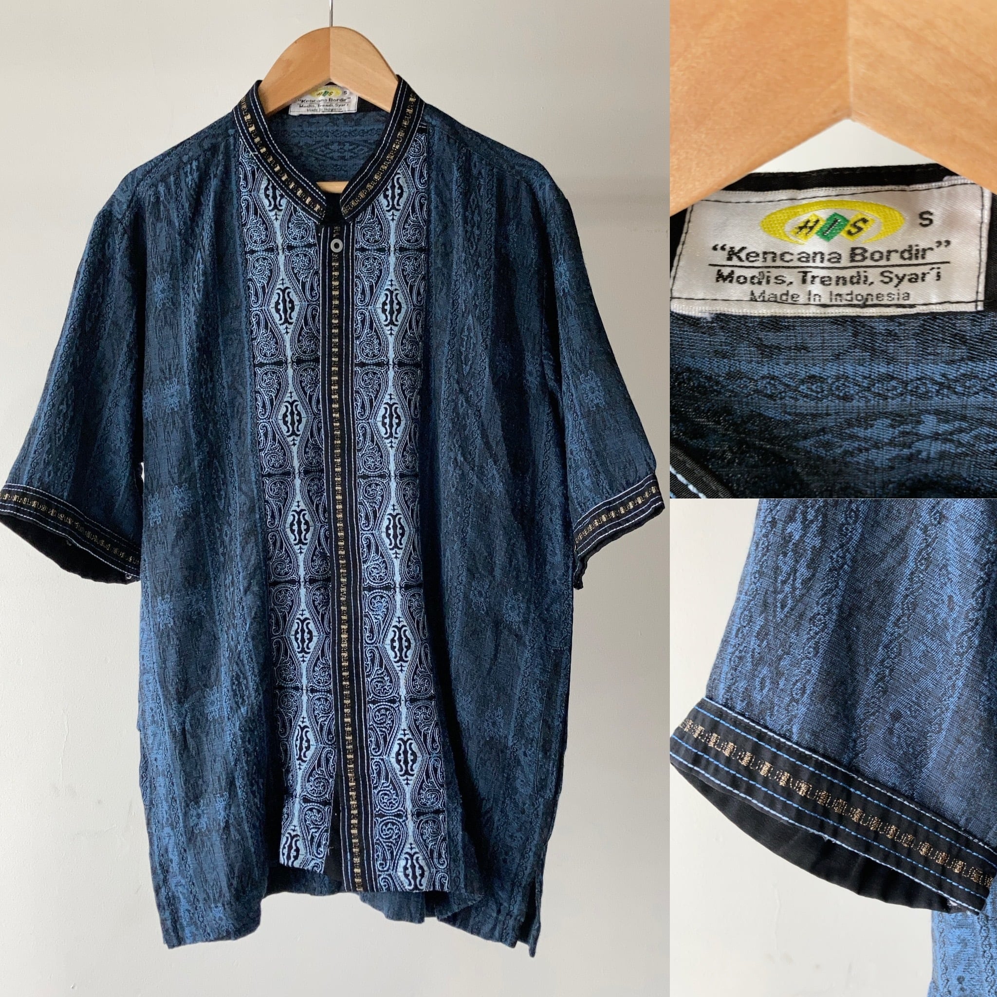 タイ 族 ブランケット ストール インディゴ 藍染 刺繍 骨董