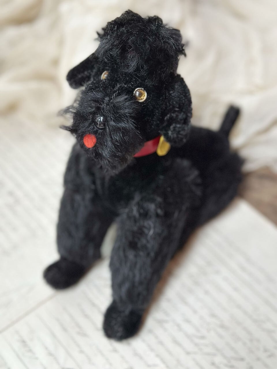 犬のぬいぐるみ Steiffシュタイフ 黒プードル中 | Brocante de La