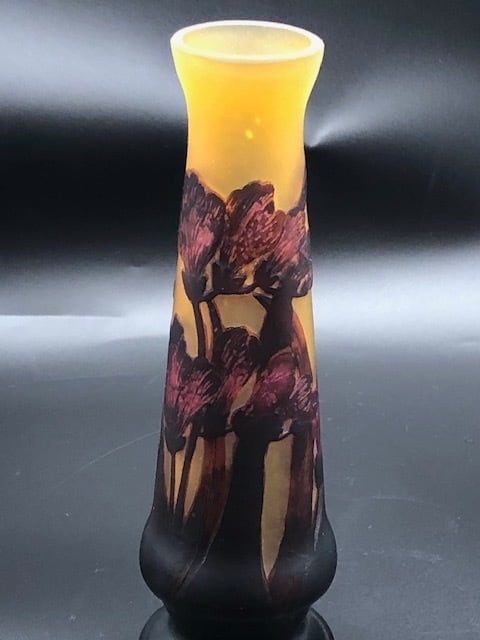 EmileGalle エミールガレ 花細密彫刻 ランプべース 高さ41cm