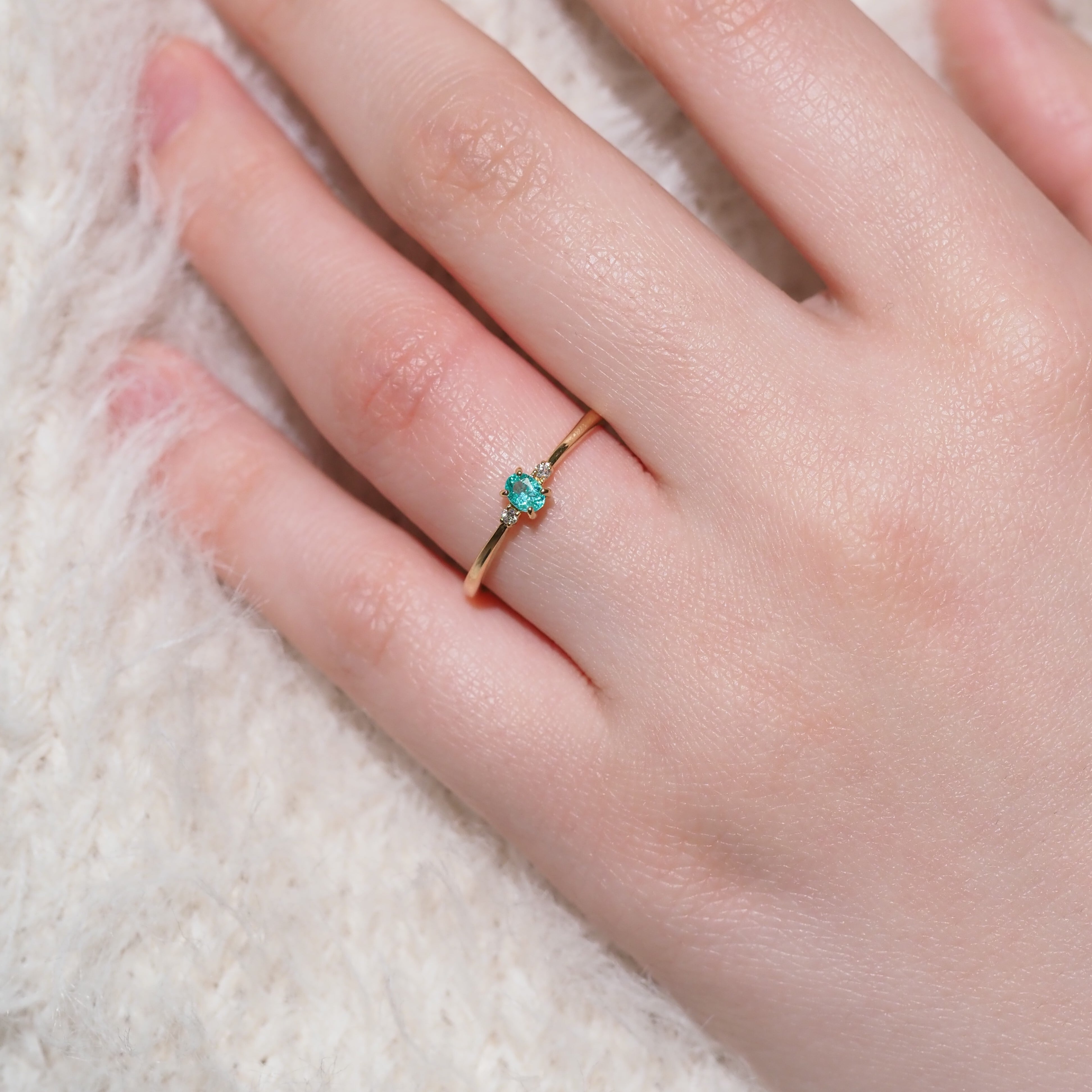 パライバトルマリン ブラジル産 リング 0.115ct D0.02ct k18 CGL産地