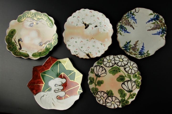 仁清お菓子皿 5枚揃い 仁清お菓子皿 5枚揃い