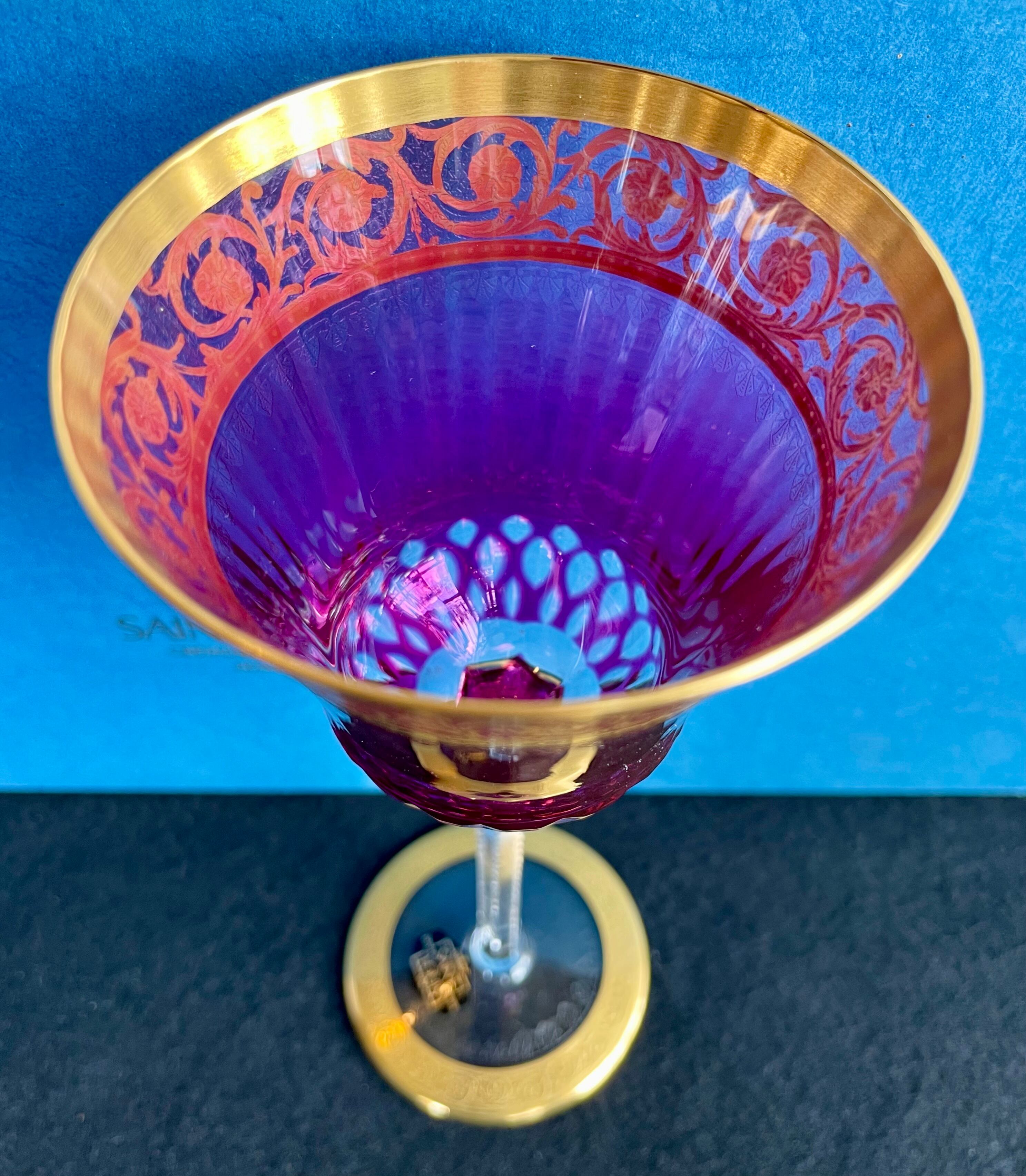 希少 フランス サンルイ シスル ティスル ホックワイングラス レッド 24K