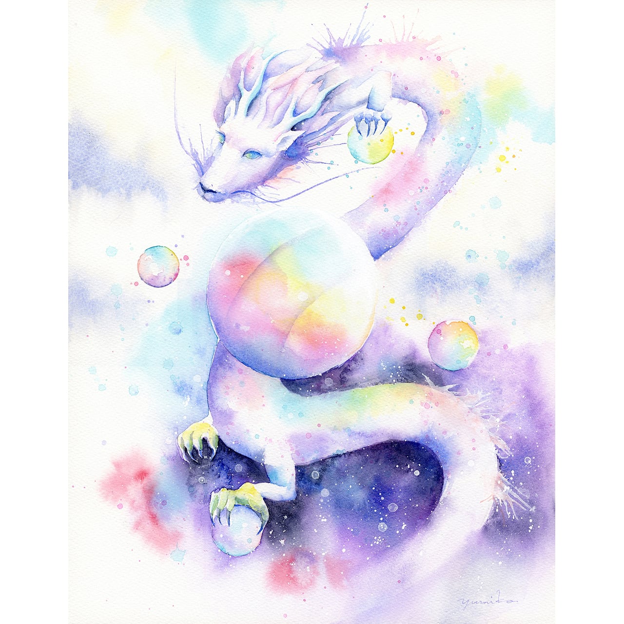 龍神の絵 『 虹龍 』 複製画 中サイズ 虹龍の絵 | 幸せの水彩画