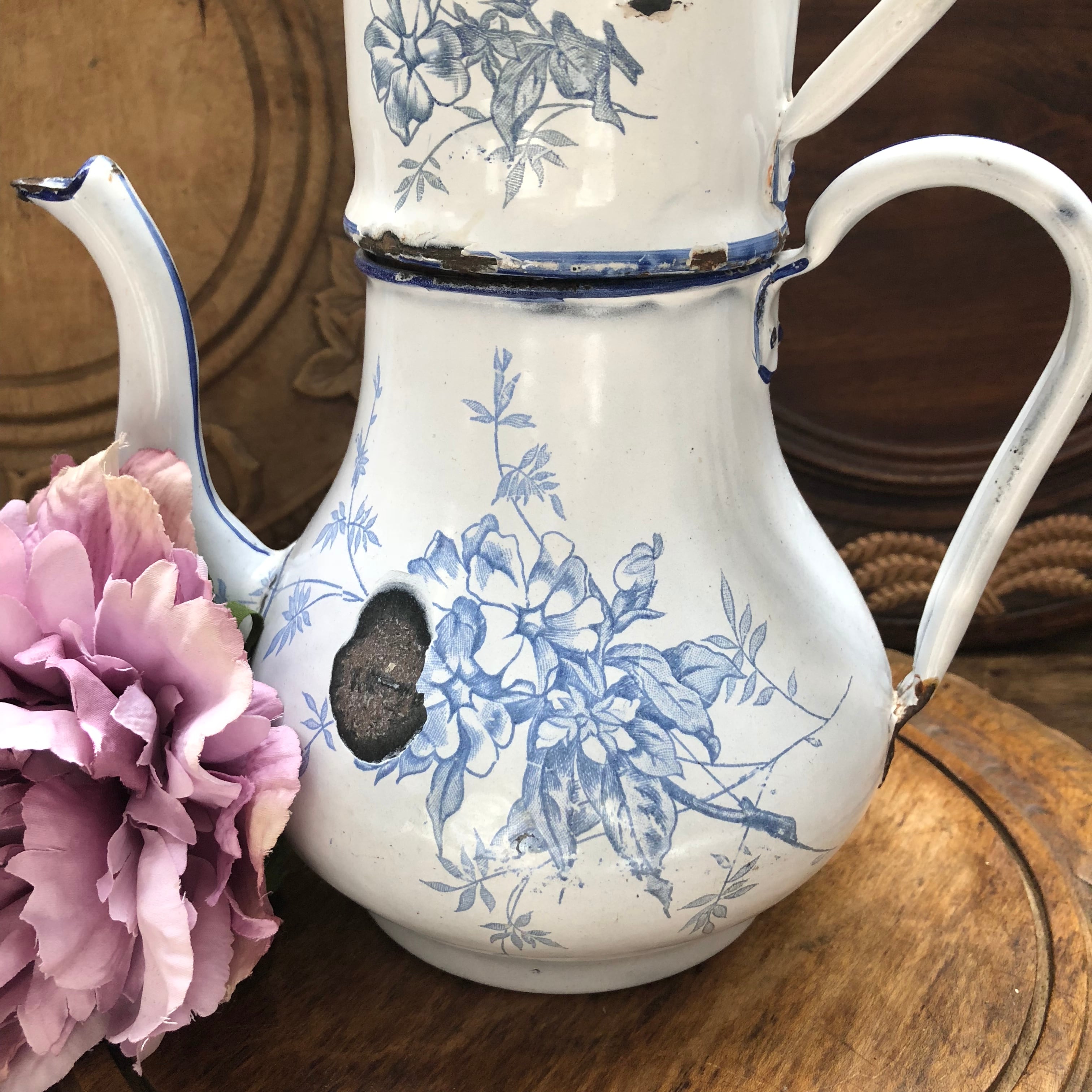 japy フランス 仏国 アンティーク ホーロー コーヒーポット 2段 ビギン