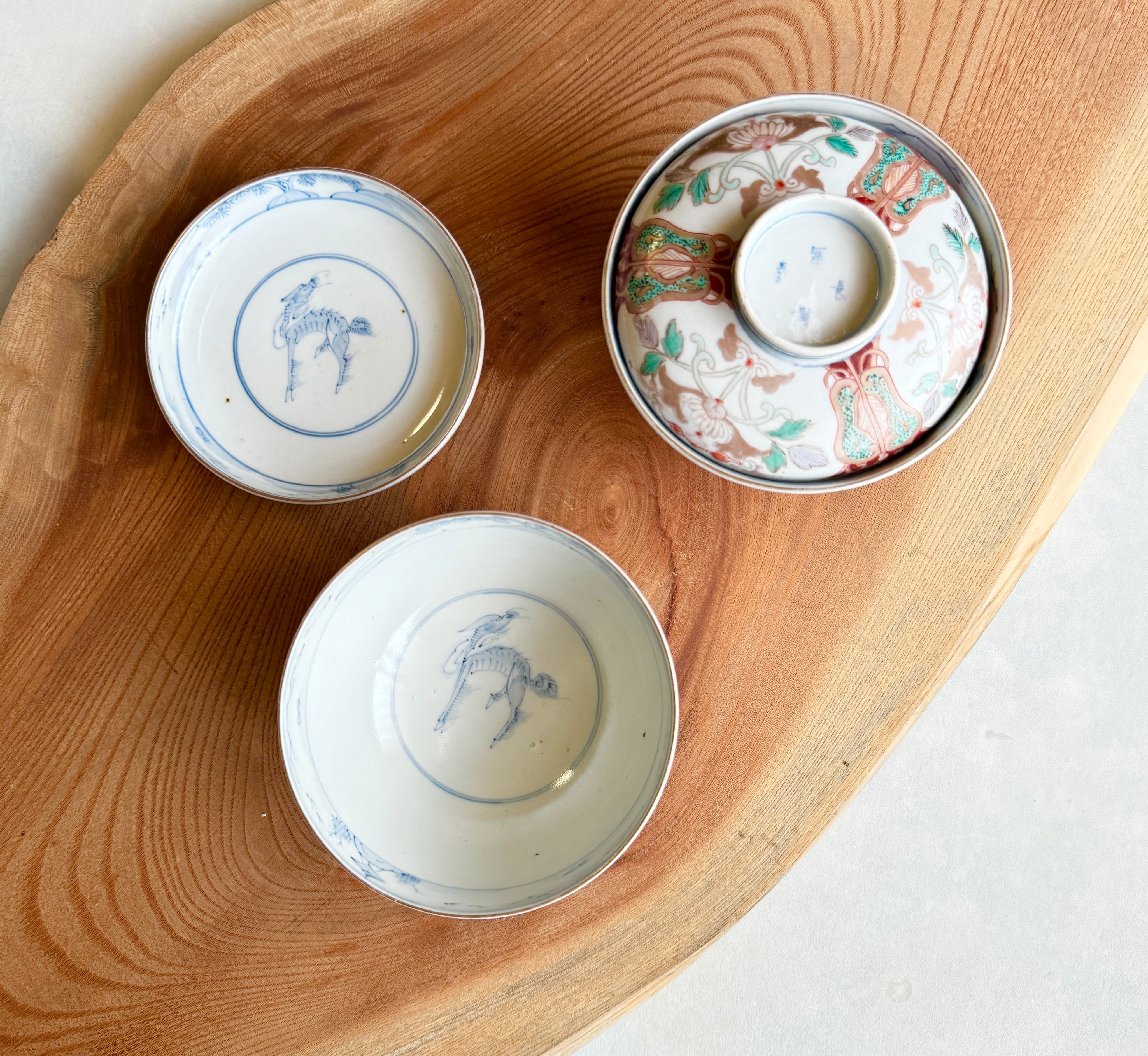 お値下げしました、2個組 古伊万里 色絵 鳳凰 飯茶碗 お値下げしま