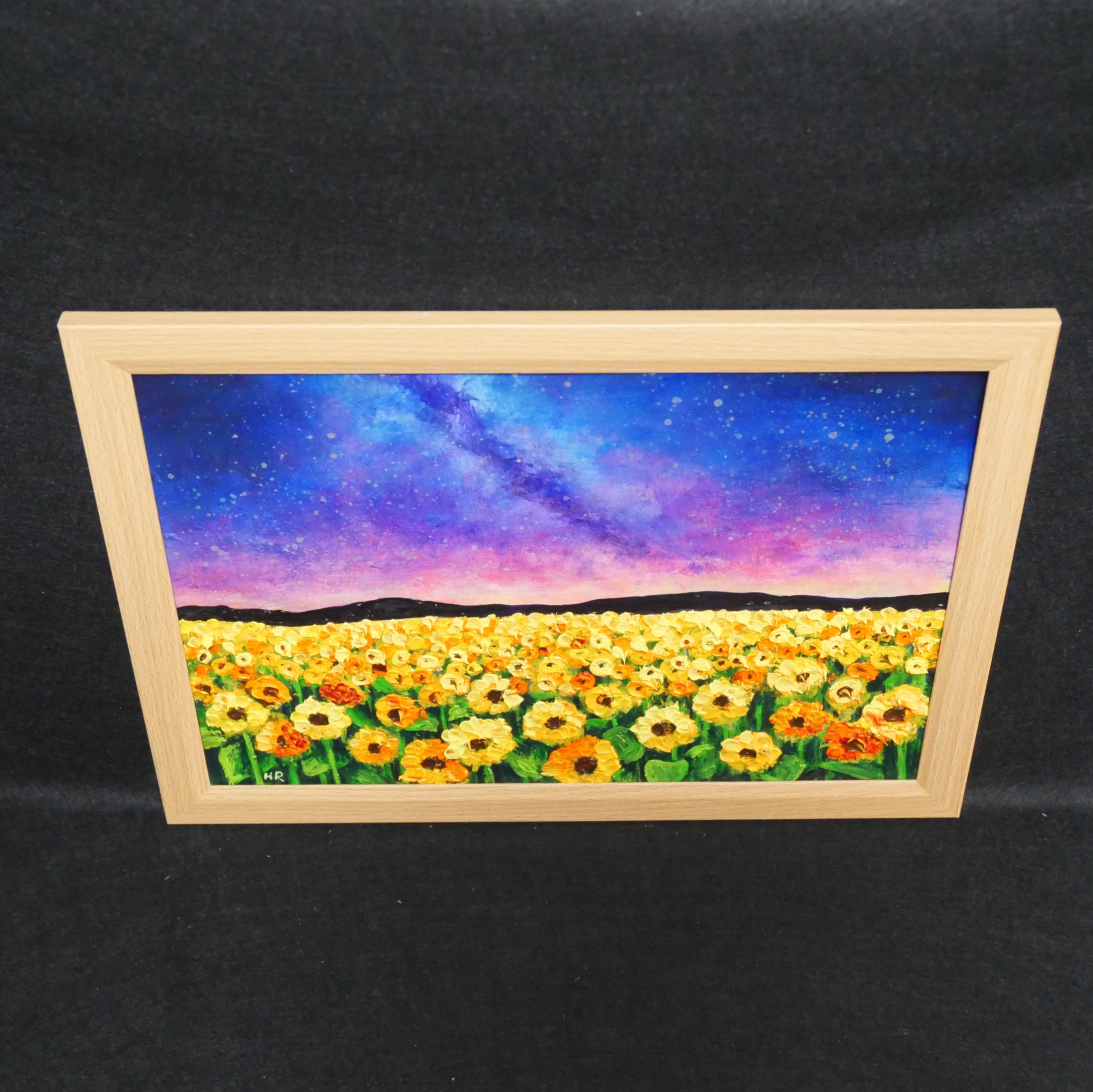 油彩画 フィールダー ひまわり」 F10号 油絵 額入り 風景画 真筆 肉筆