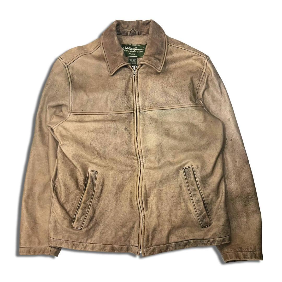 エディー・バウアー レザージャケット M ウオッシュドブラック 革