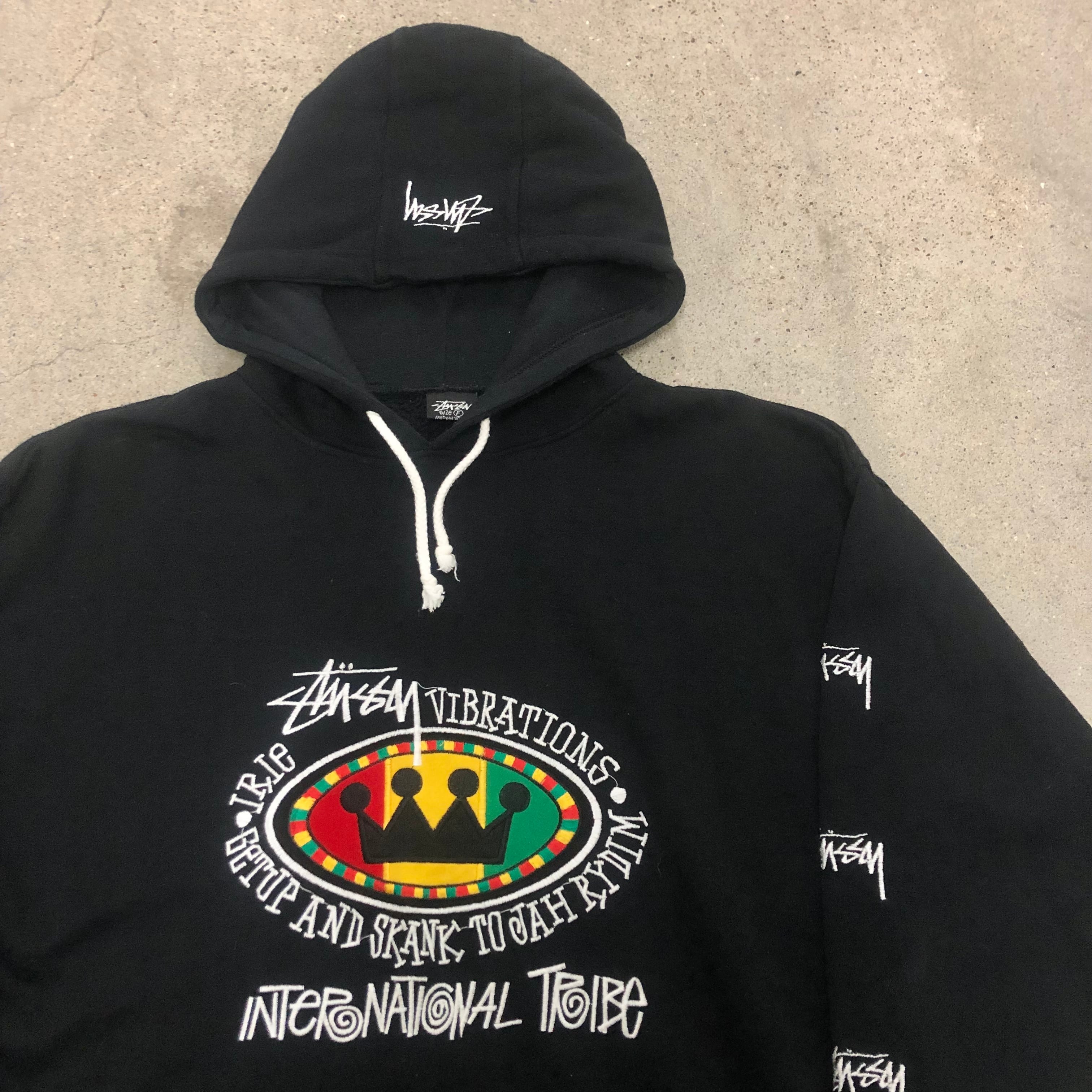 90s Bootleg OLD STUSSY/Rasta Hoodie/Korea製/黒タグ/Free/ラスタ