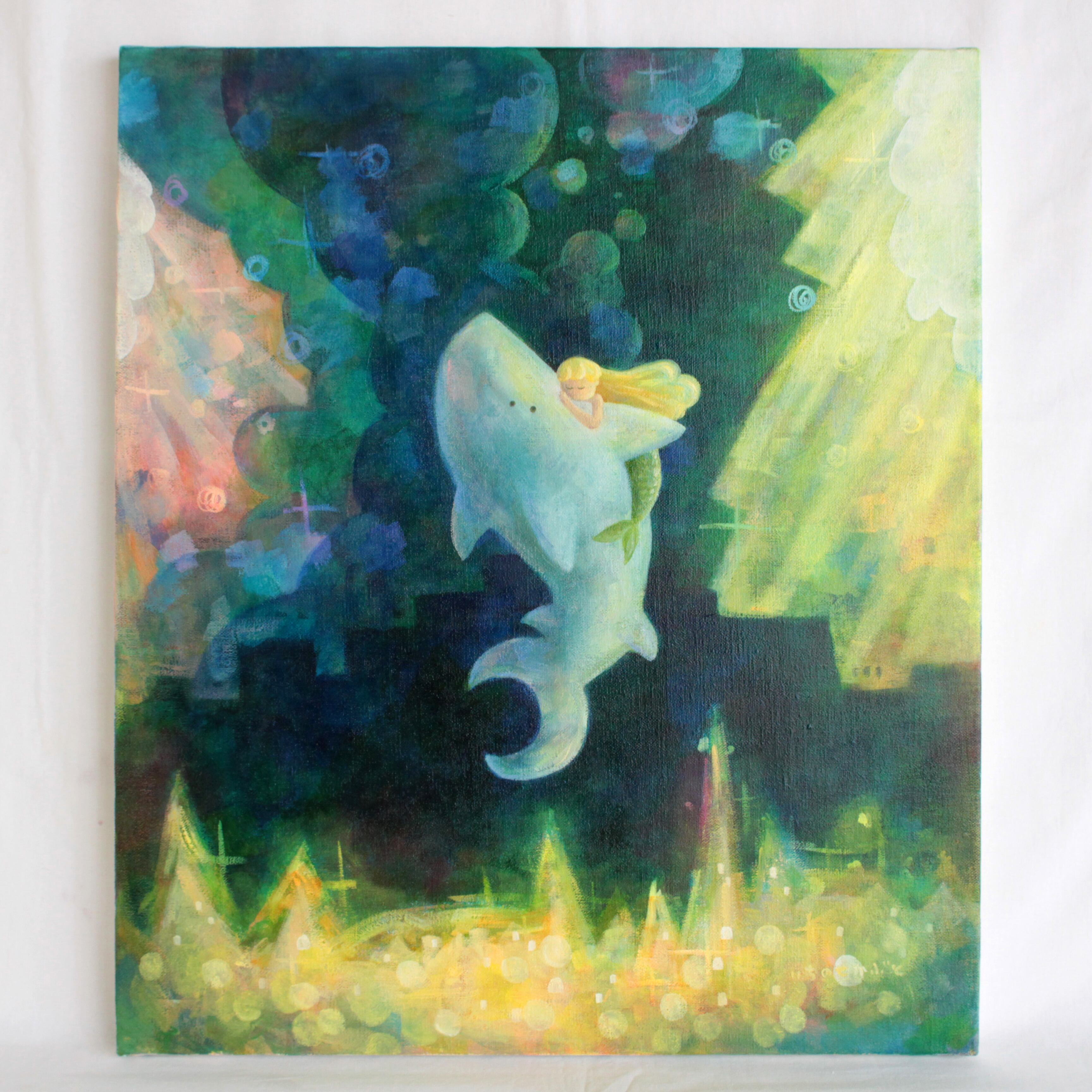 水彩画 きらめく季節 10号 水彩画きらめく季節10号