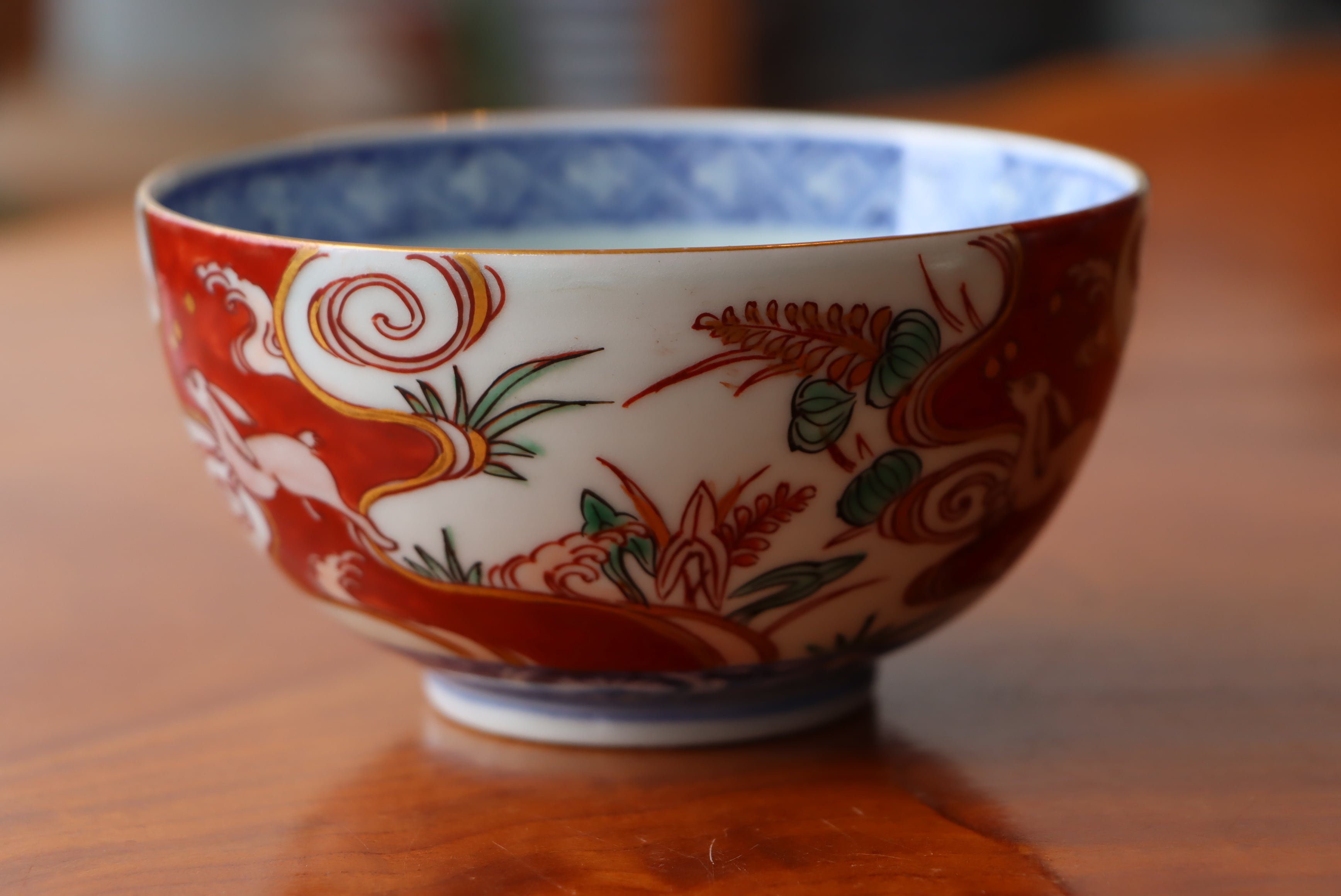 古伊万里 色絵金彩 蓋茶碗 煮物碗 明治 5客 伊万里赤絵野菜図煮物碗2客