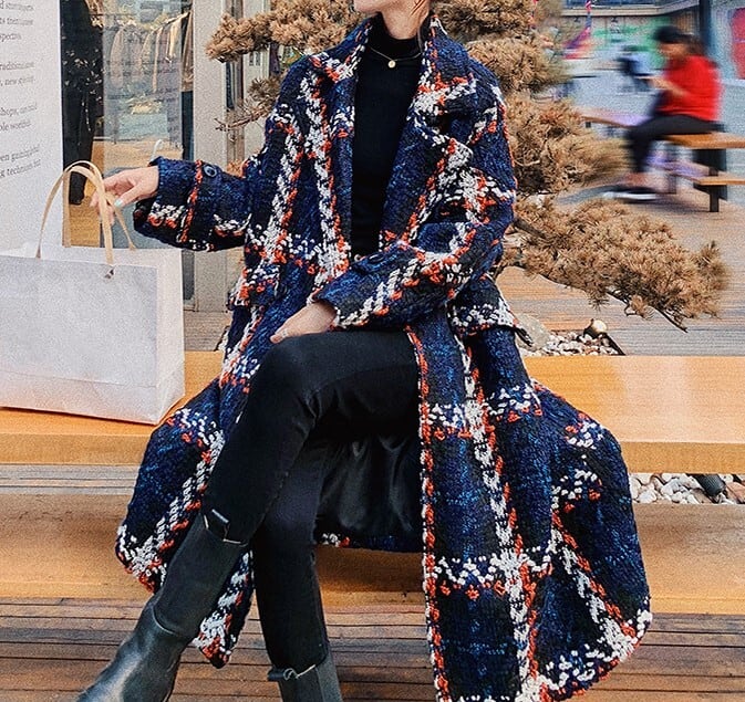 コート レディース チェスターコート ツイード ロング 大きなチェック