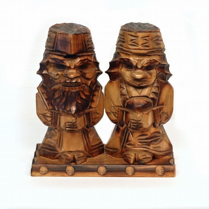 70'sアイヌ民藝 ガラス目 木彫り熊／ヴィンテージ木彫熊 郷土玩具 農民