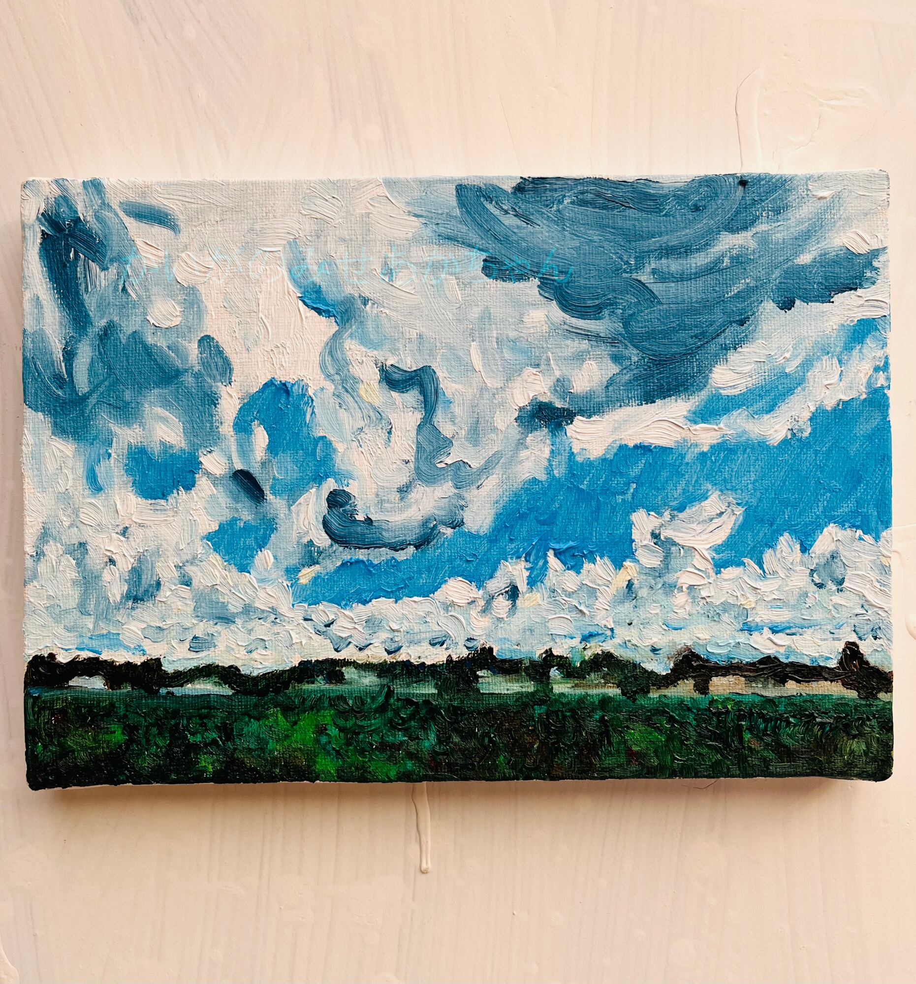 16×23㎝「朝の空5」サムホール・油彩・原画 16×23㎝「朝 16×23