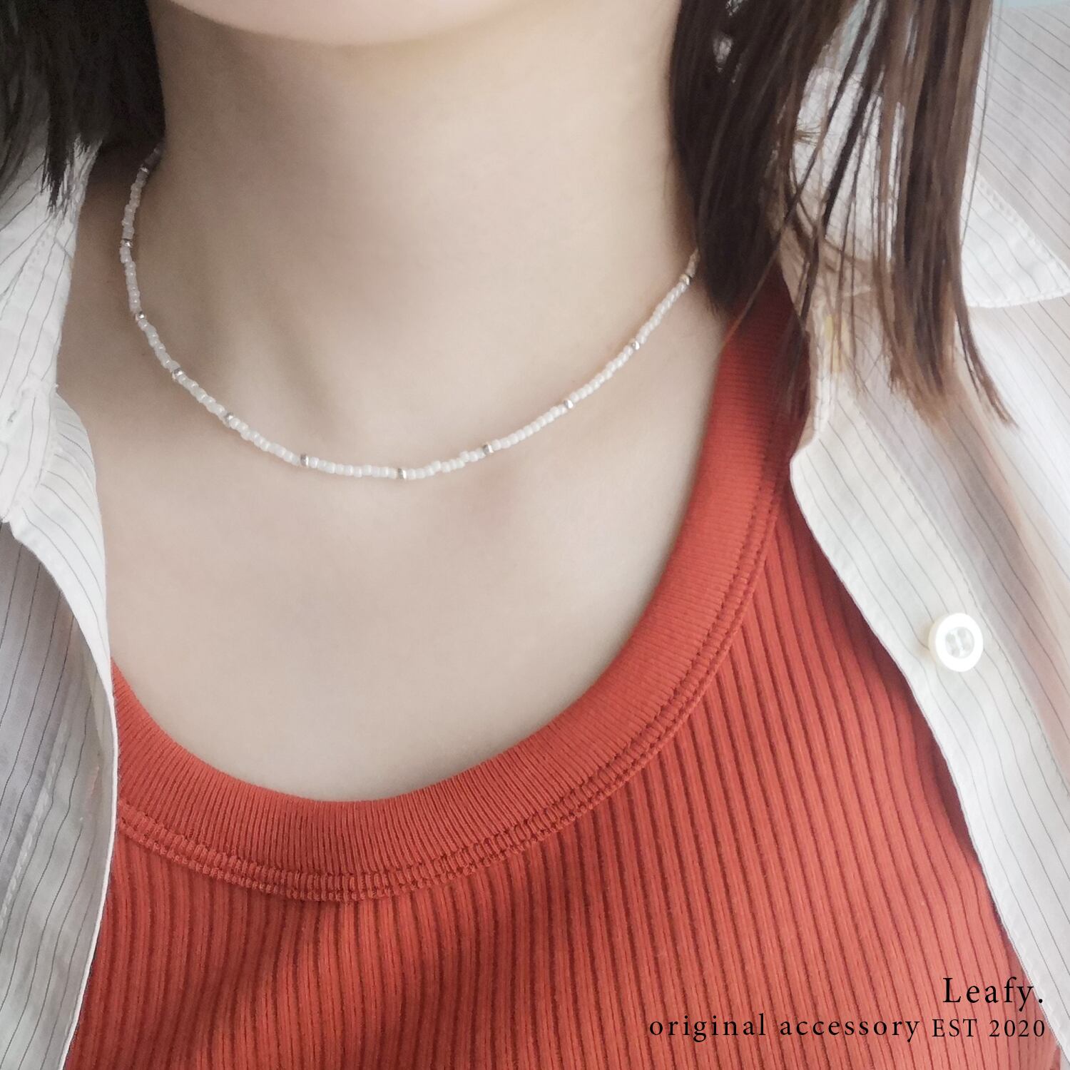 作家作品ビーズネックレス白プードル 作家作品ビーズネックレス白