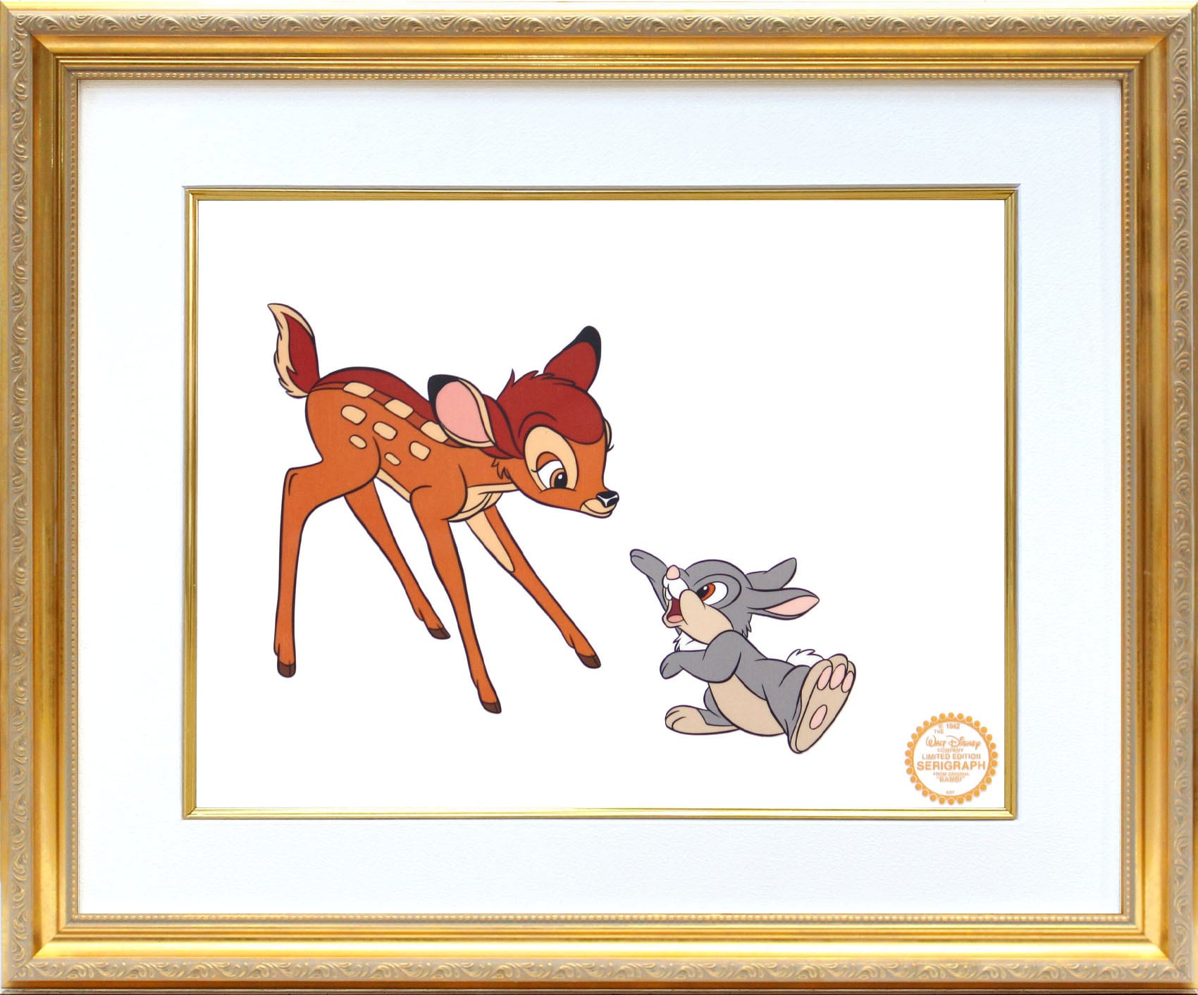ディズニー セル画「バンビ&とんすけ」額縁2種選択可 展示用フック付