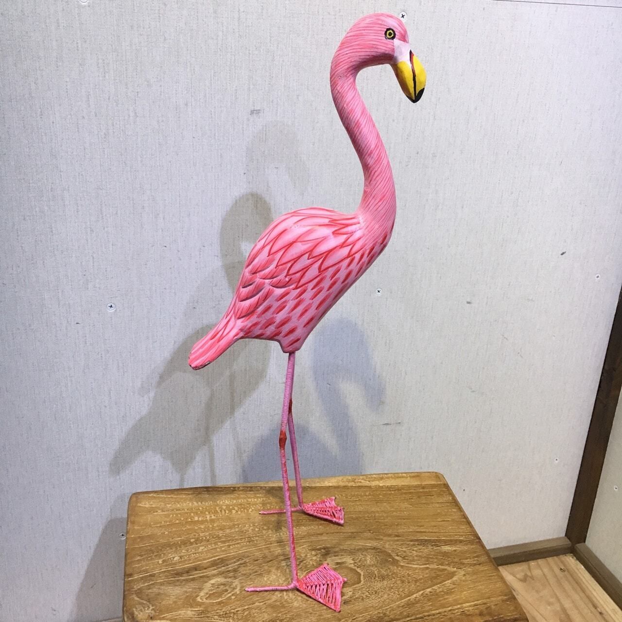 木製フラミンゴ 48cm 鳥のオブジェ インテリア バリ雑貨 アジアン雑貨