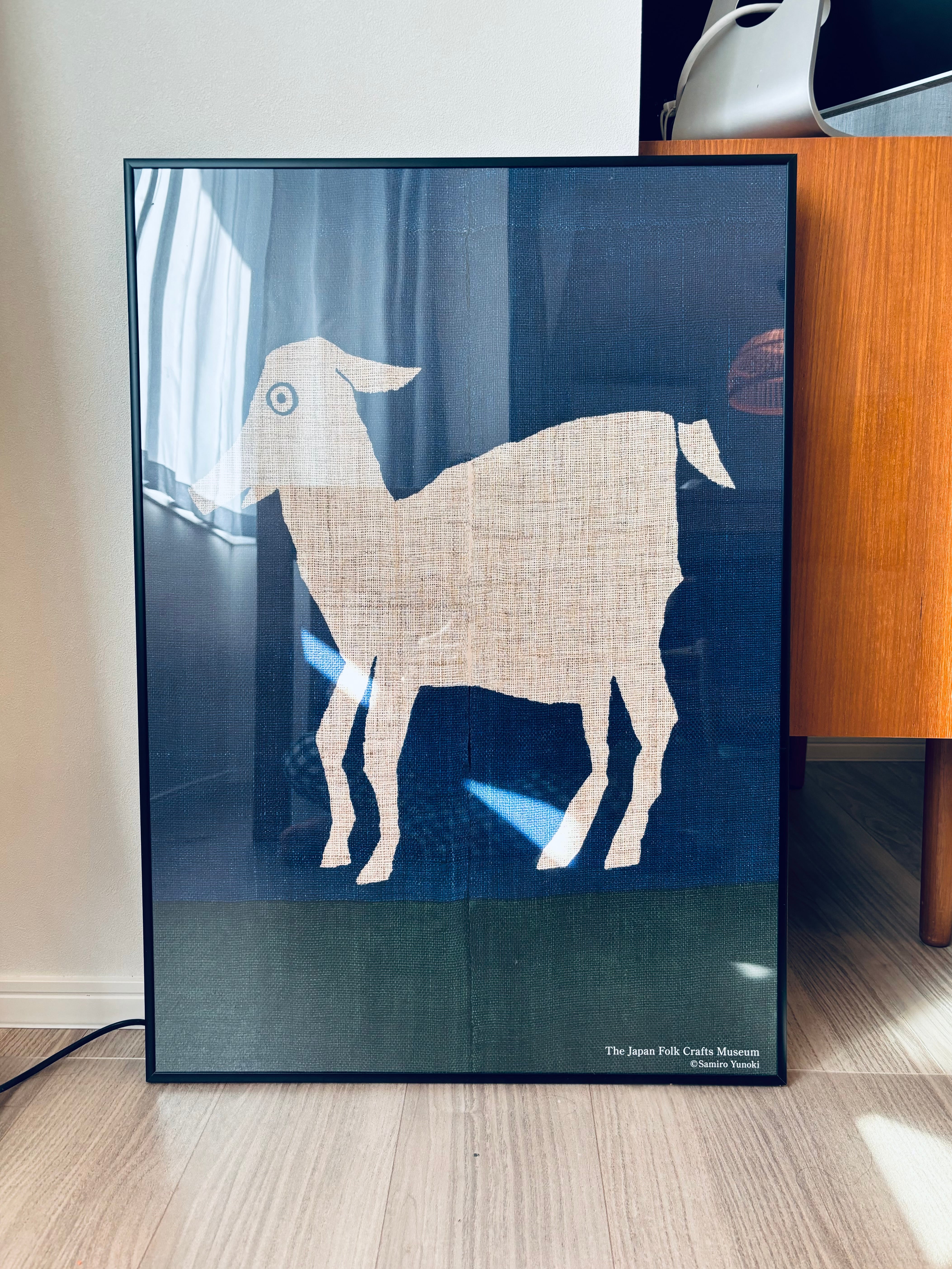 海外限定】 柚木沙弥郎 型染絵 干支 馬 額縁 染織工芸作家 民藝 版画