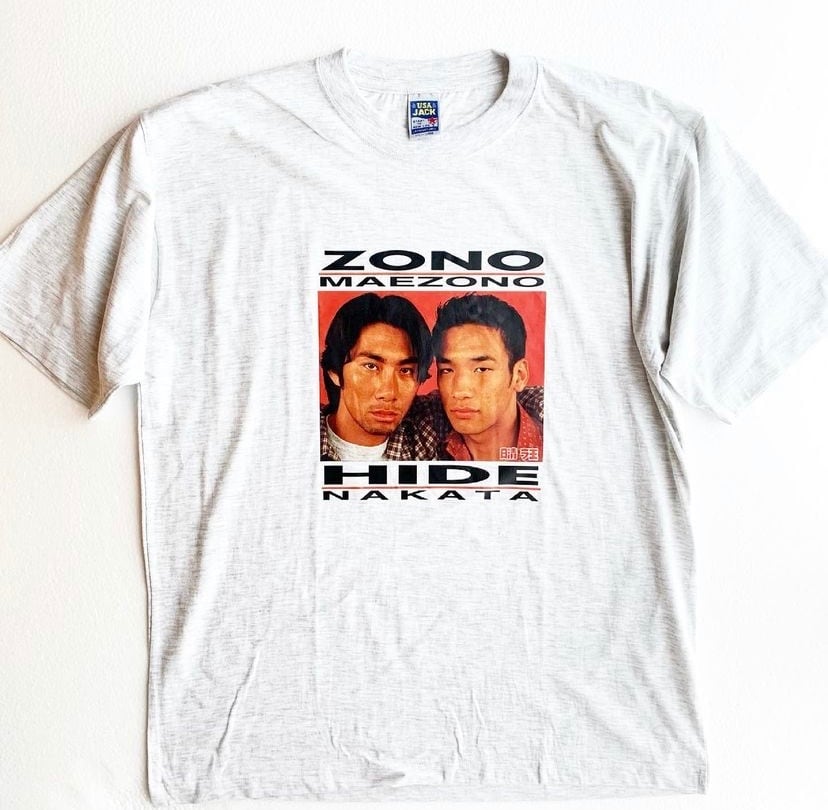 前園真聖&中田英寿” 90's「日清ラ王」dead stock photo printed Tee