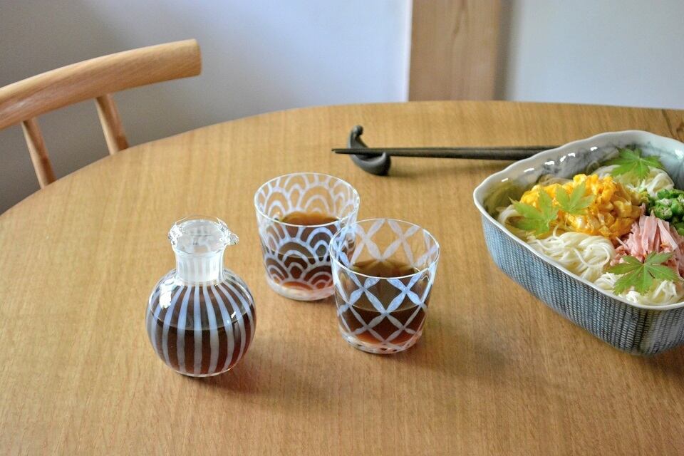 大正浪漫硝子 そば猪口「五客揃」｜ 廣田硝子 | 暮らしのほとり舎