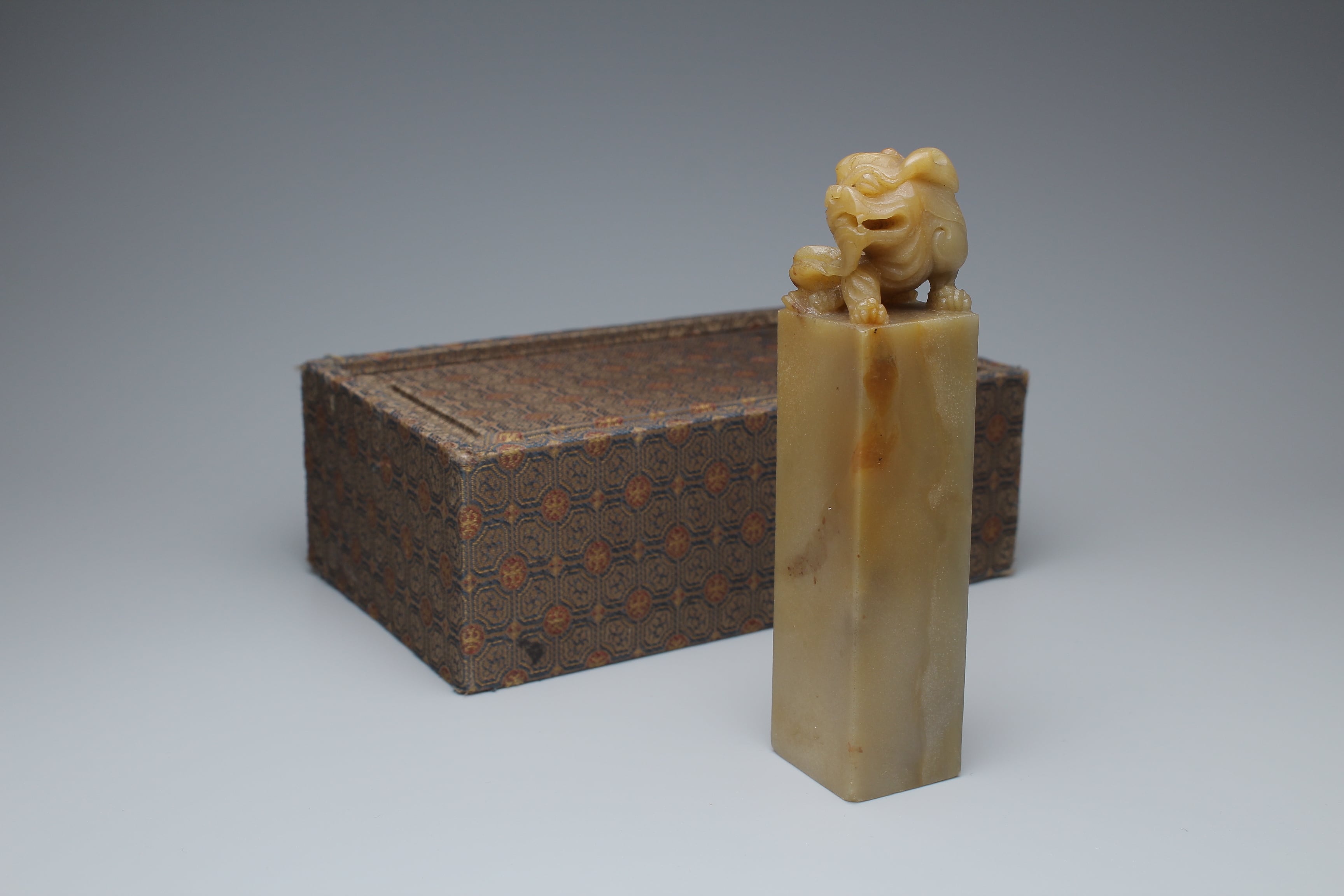 古印材 巴林石 印材 獅子印鈕 篆刻 書道 ケース付き | 正一 古美術