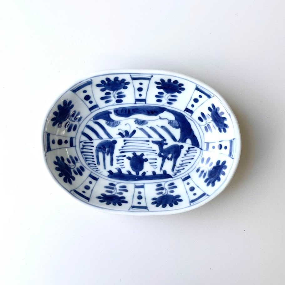 1点限り/SALE》芙蓉手双鹿図小判皿（中） | 和食器のすべて