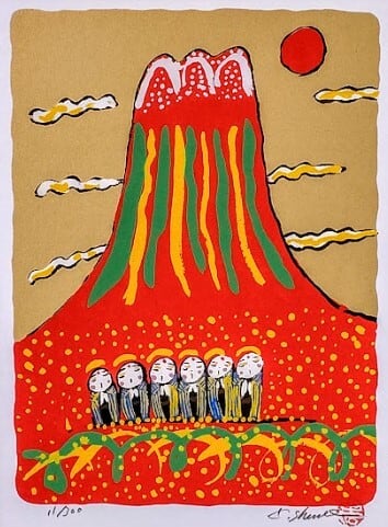 絵画・額縁・版画・志摩 欣哉・朱不二早春譜・赤富士・美術品