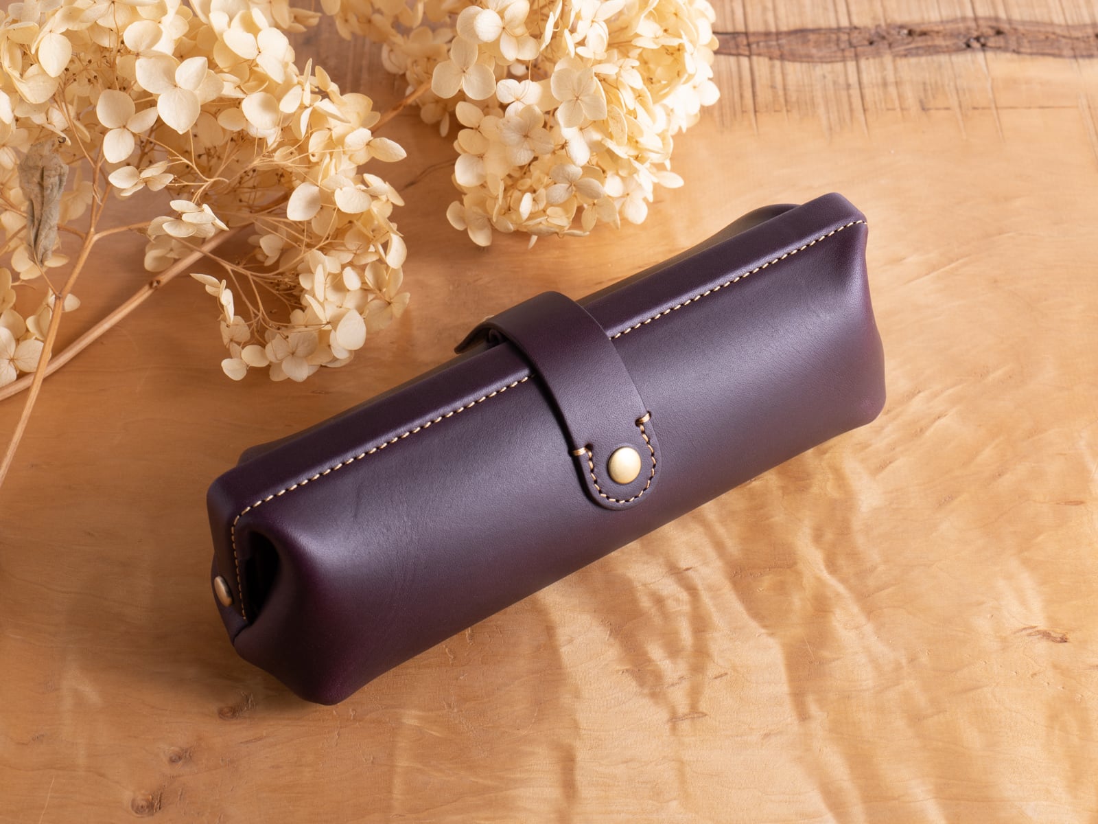 Paka-pen ＃エンジ イタリアンレザーのペンケース 入学祝い、就職祝い