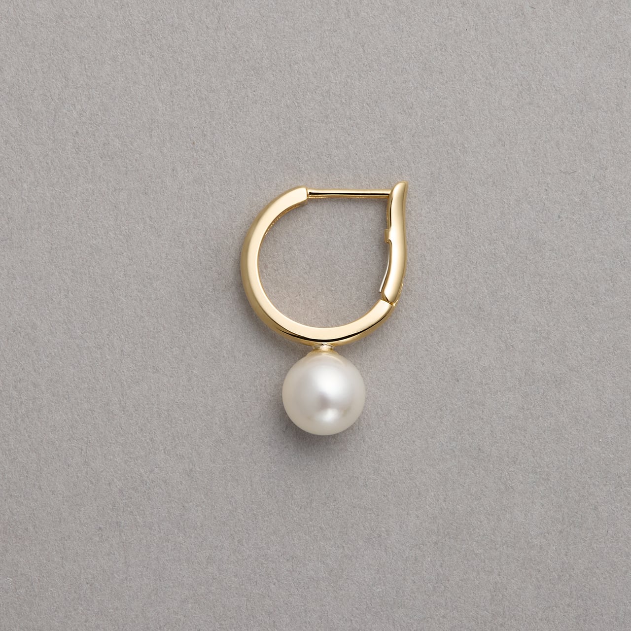 K18イエローゴールド アコヤパールフープピアス（バネキャッチタイプ
