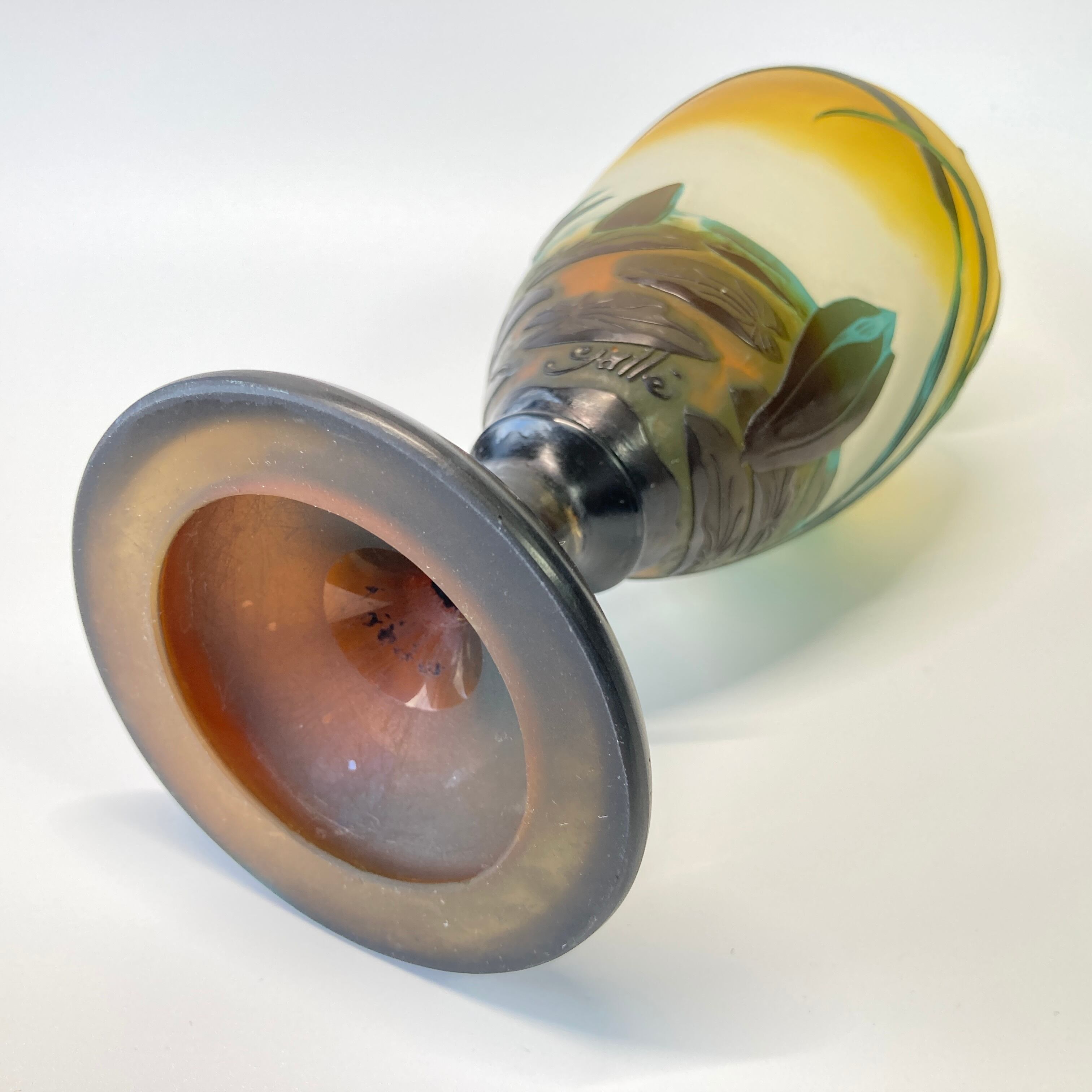 ガレガラス カワセミ紋瓶 送料込み0623 ガレガラス カワセミ紋瓶 送料