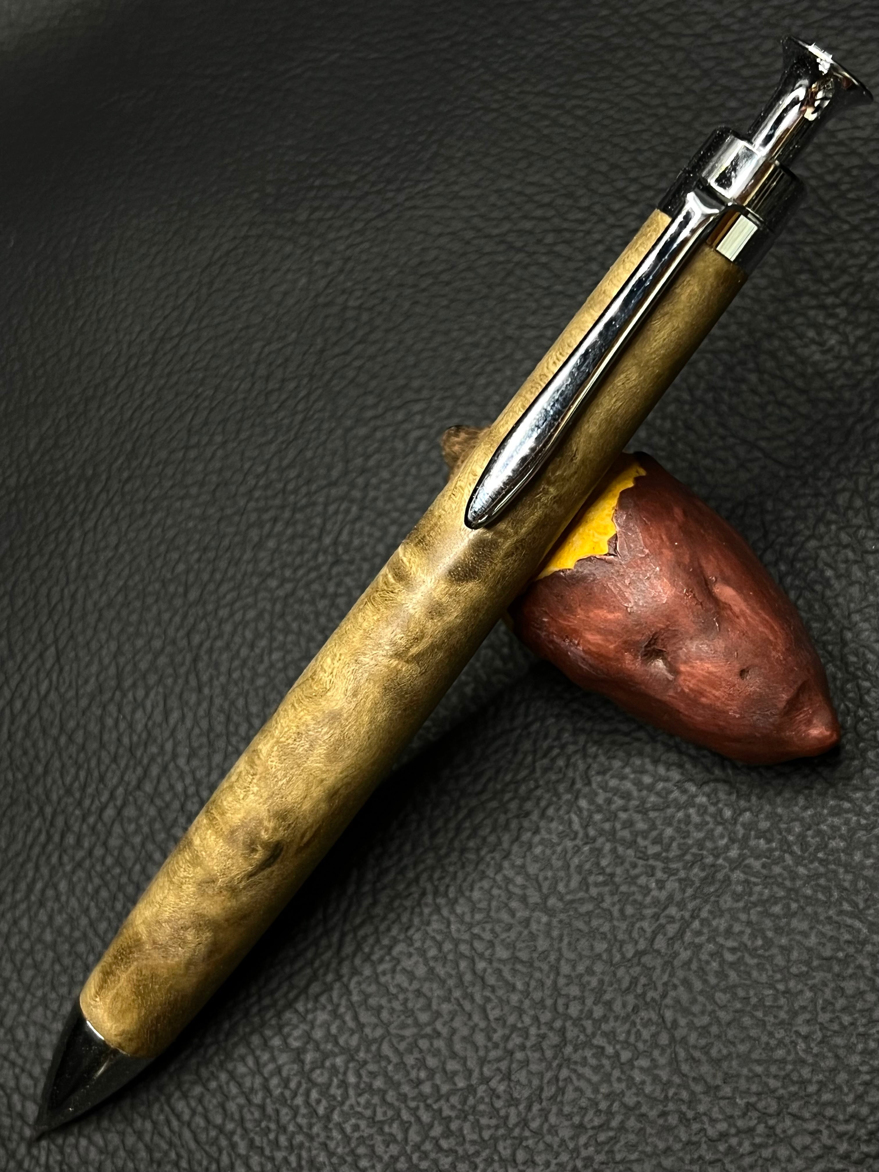 野原工芸／限定樹種特上チーク瘤 シャープペンシル（新型／ゴールド