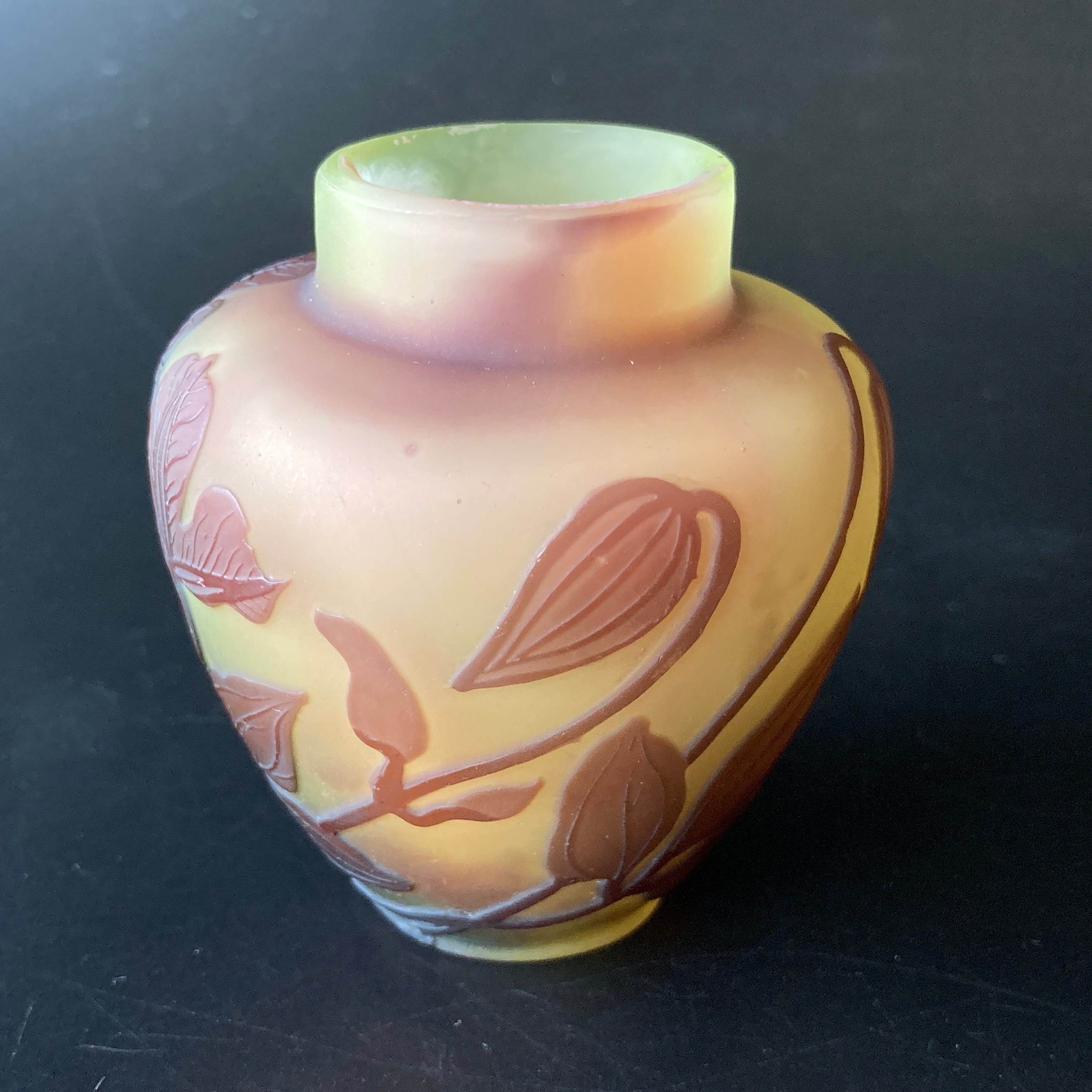 ルーマニア チップガレ工房 TIP Galle 風景文花瓶 エミール ガレ 箱入